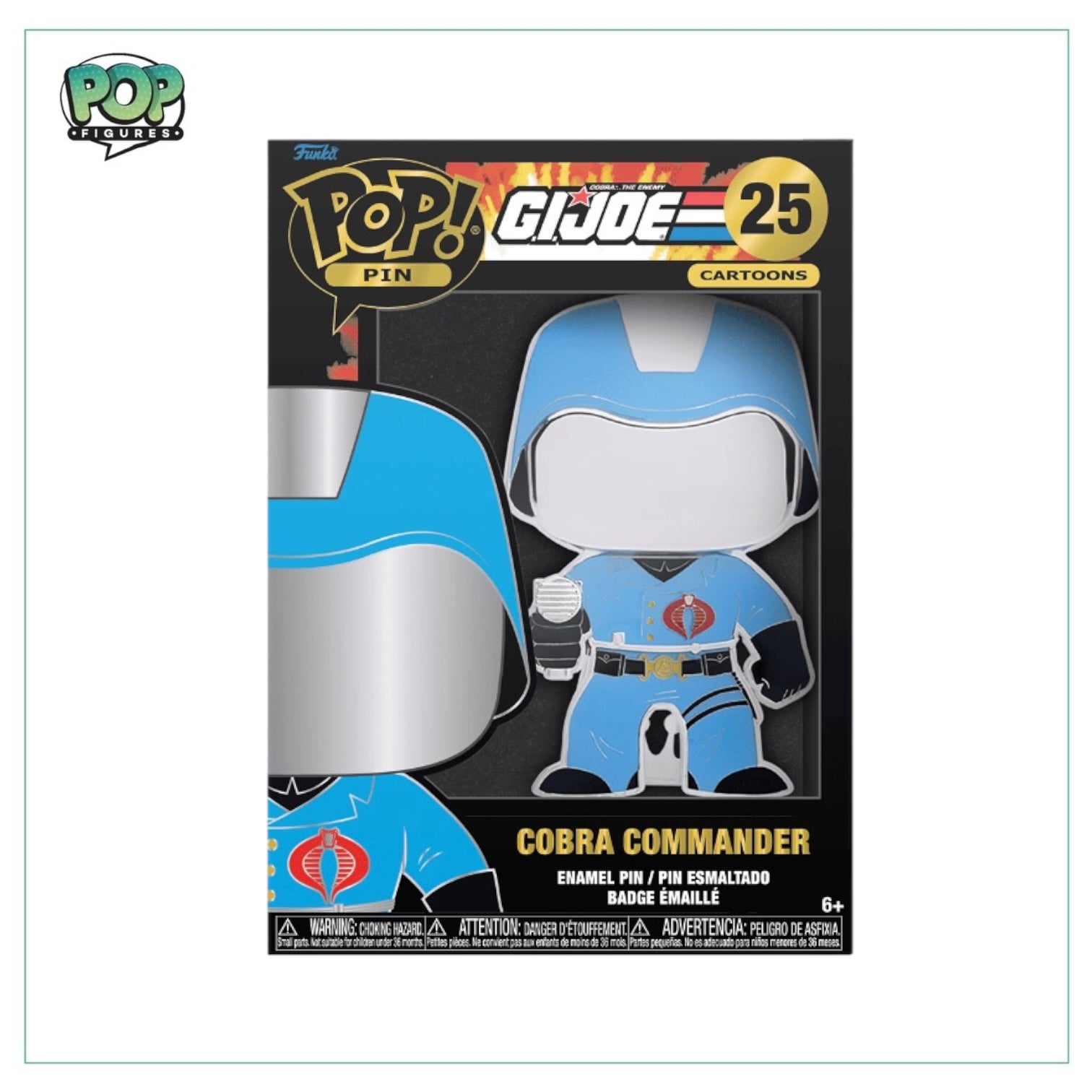 Cobra Commander #25 Funko enamel pop pin from GI JOE, featuring a detailed design of the iconic villain.
