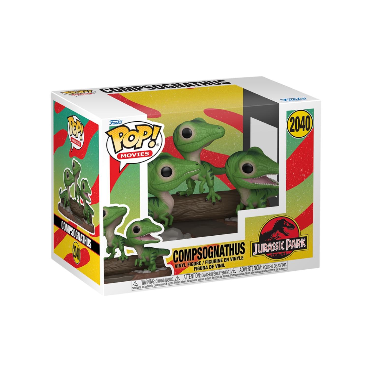 Funko Pop! Movies Compsognathus figure packaging from Jurassic Park on a white background