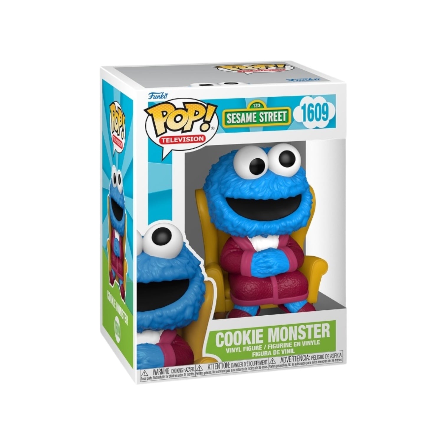 Cookie Monster #1609 Funko Pop! from Sesame Street, showcasing his signature blue color and playful demeanor.