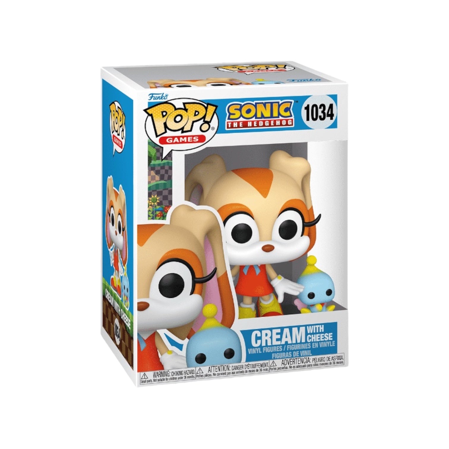 Cream with Cheese #1034 Funko Pop! figure from Sonic the Hedgehog, featuring a cute design with vibrant colors.