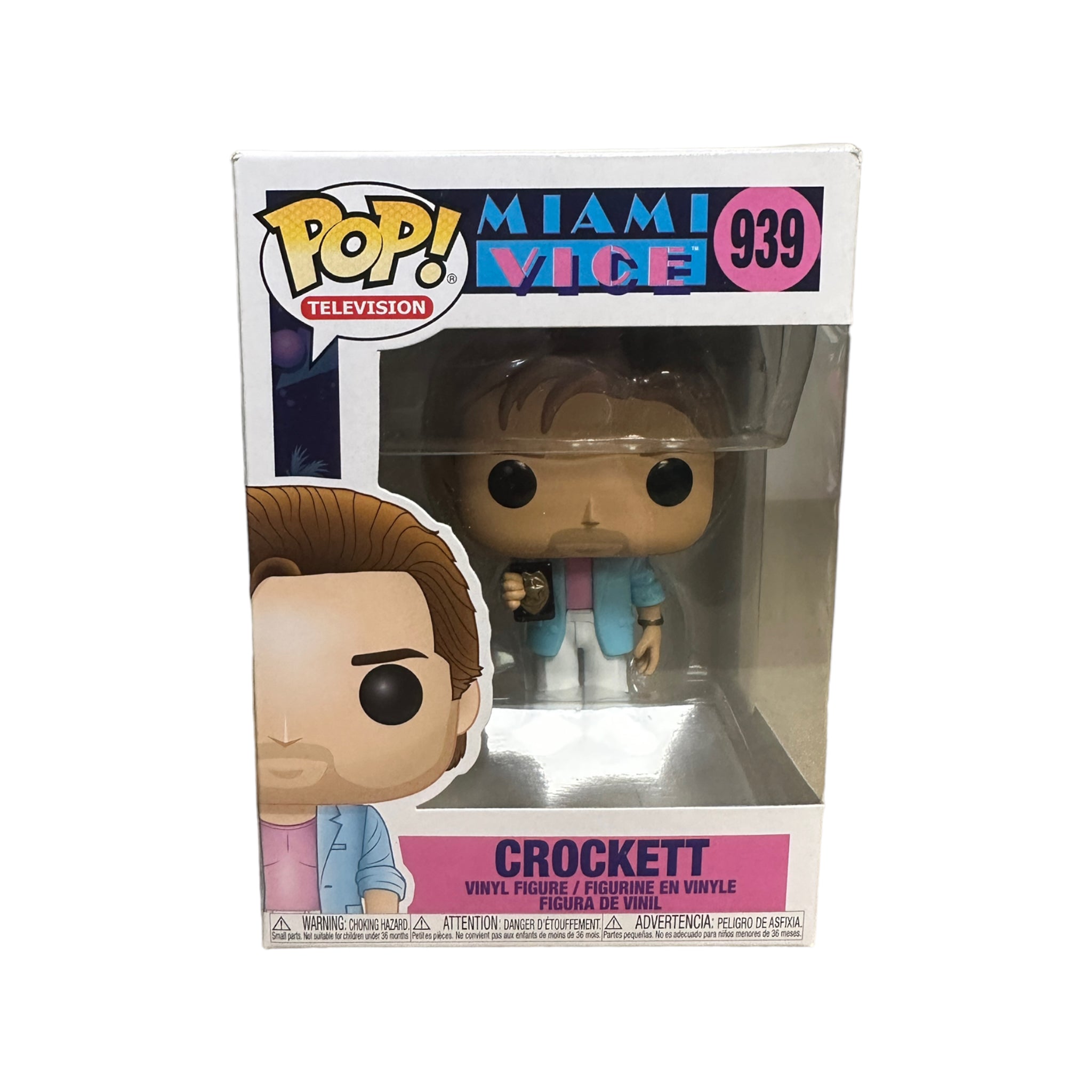 Miami Vice's Crockett #939 Funko Pop! from 2019, rated 8.75/10. Perfect for fans and collectors alike!