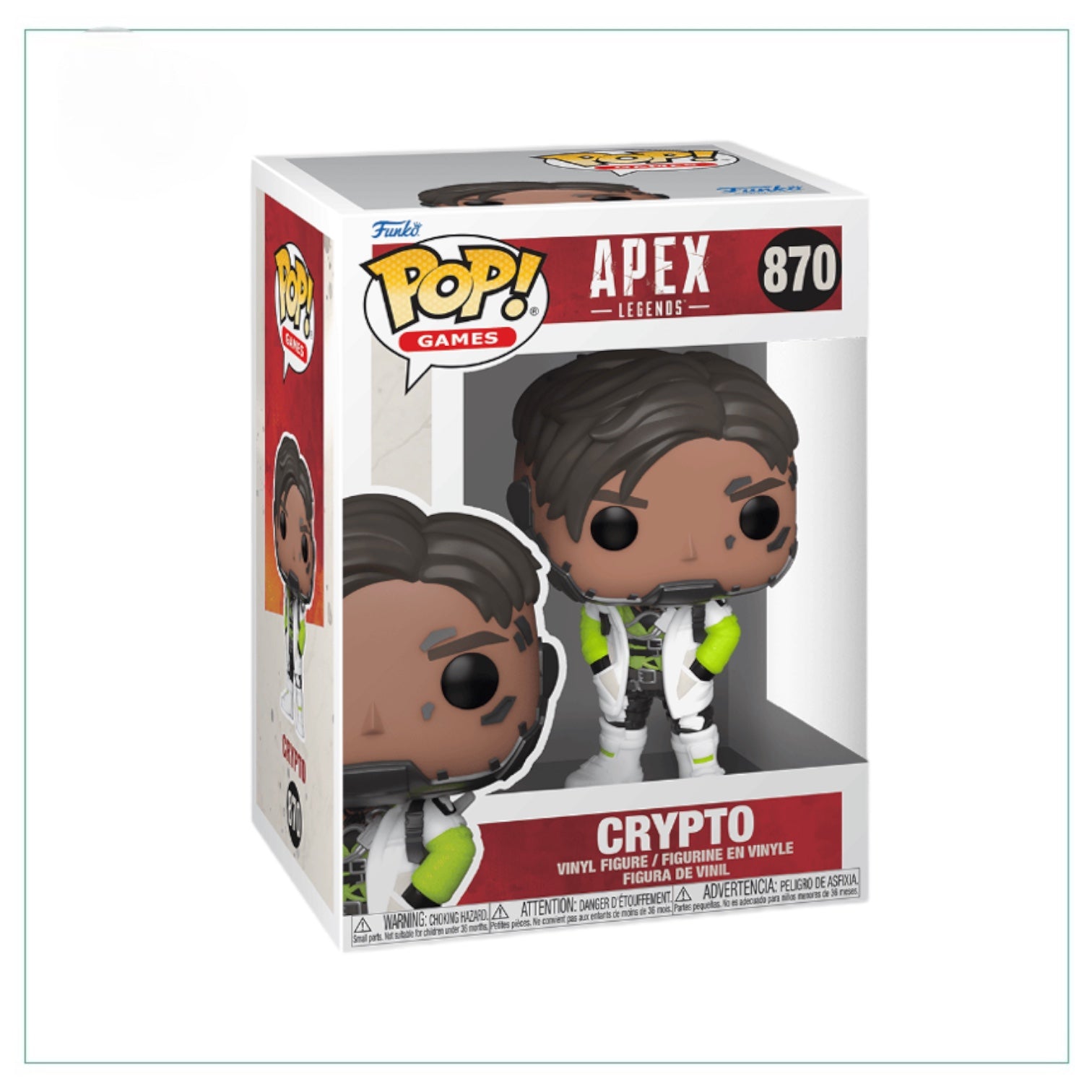 Crypto #870 Funko Pop! figure from Apex Legends, featuring a stylized character with a sleek design and vibrant colors.