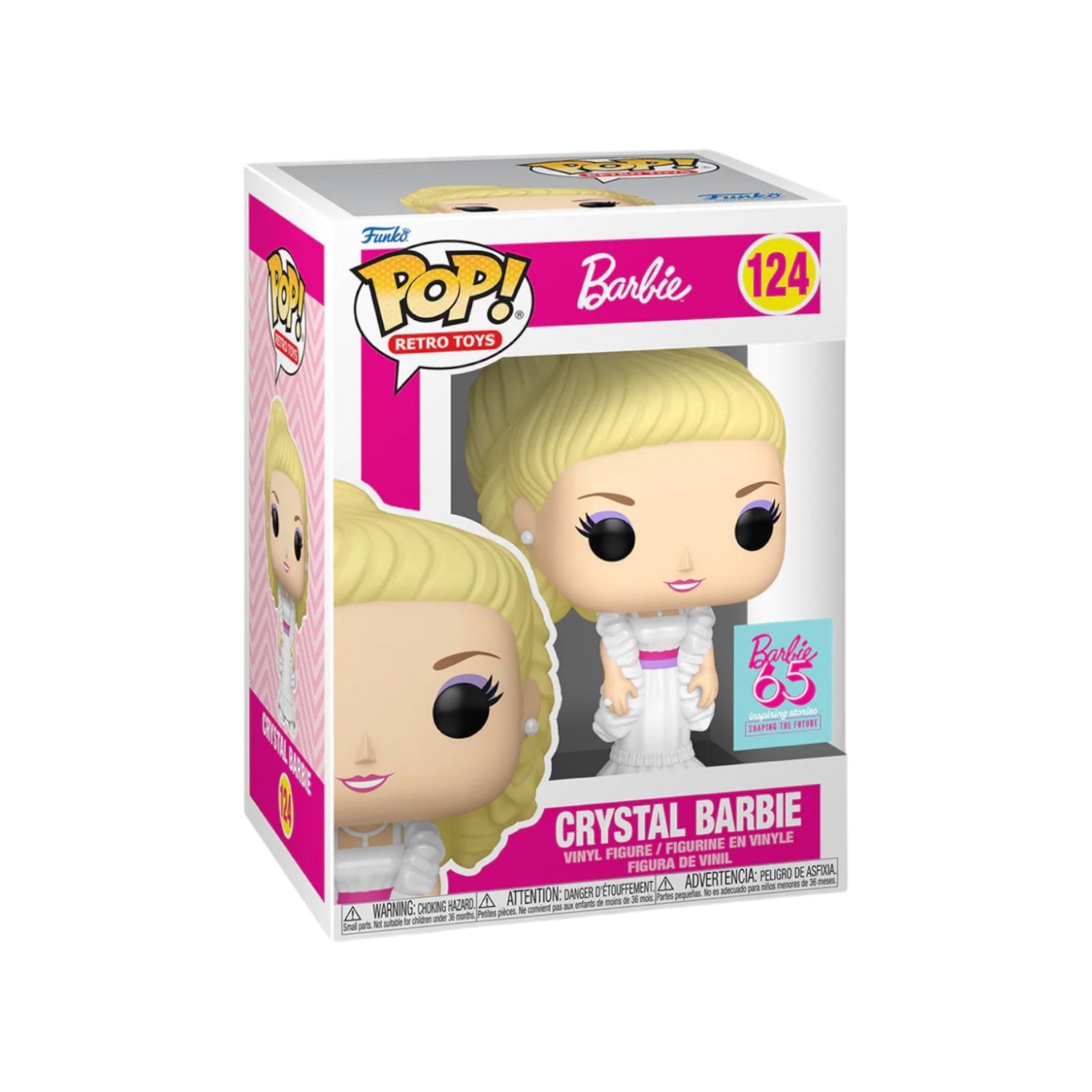 Funko Pop! Crystal Barbie #124, featuring a dazzling design with bright colors and a fun, cheerful expression.