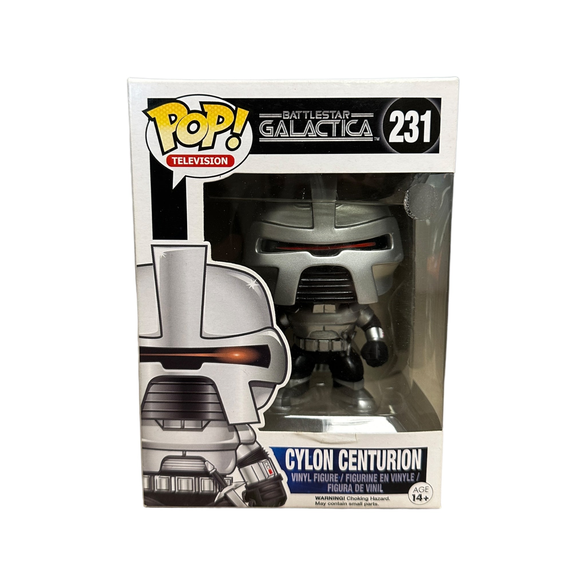 Funko Pop! Cylon Centurion #231 from Battlestar Galactica, 2015 release, rated 7/10. Perfect for your collection!