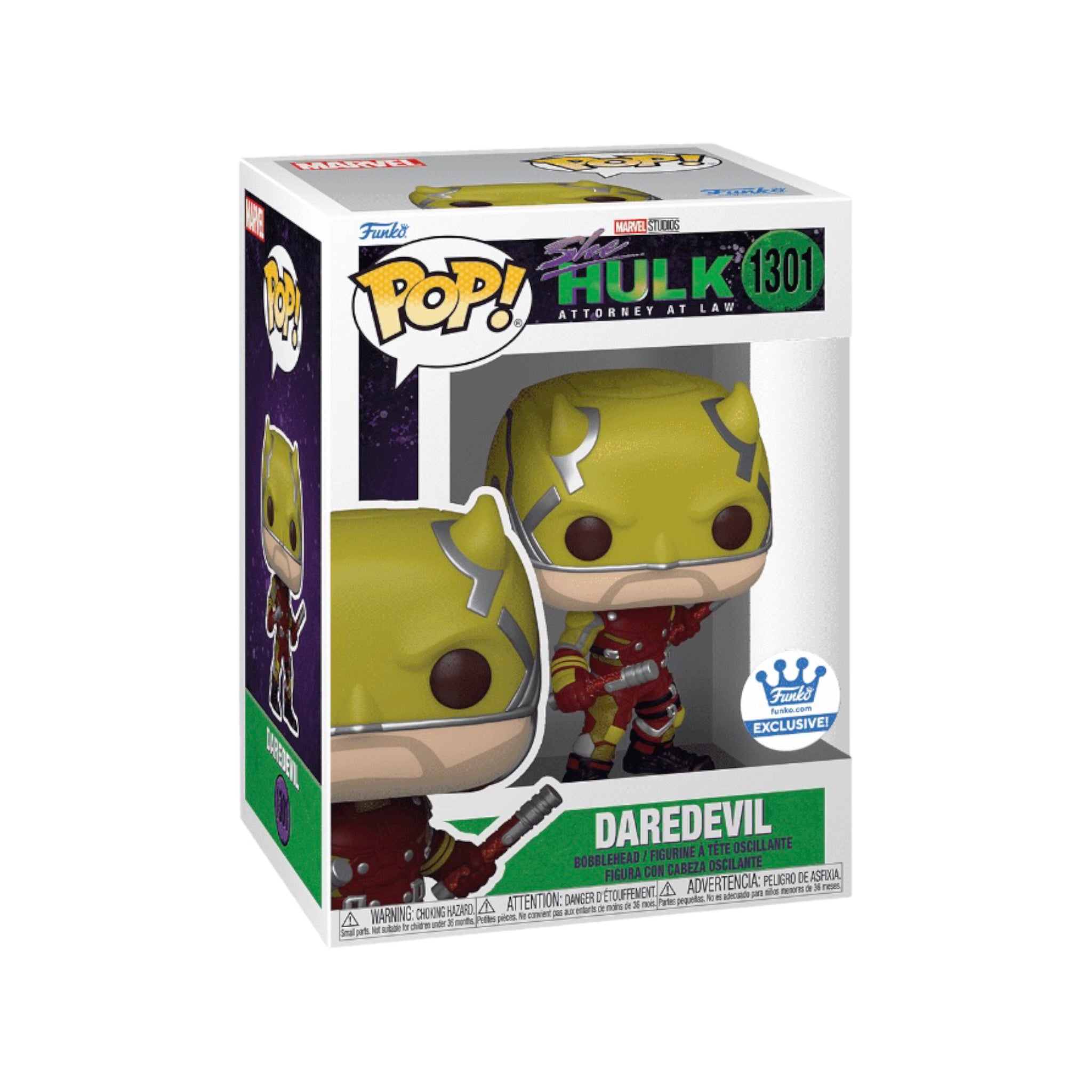 Funko Pop! figure of She-Hulk from Daredevil #1301, a Funko Shop exclusive, showcasing her vibrant green color and confident pose.