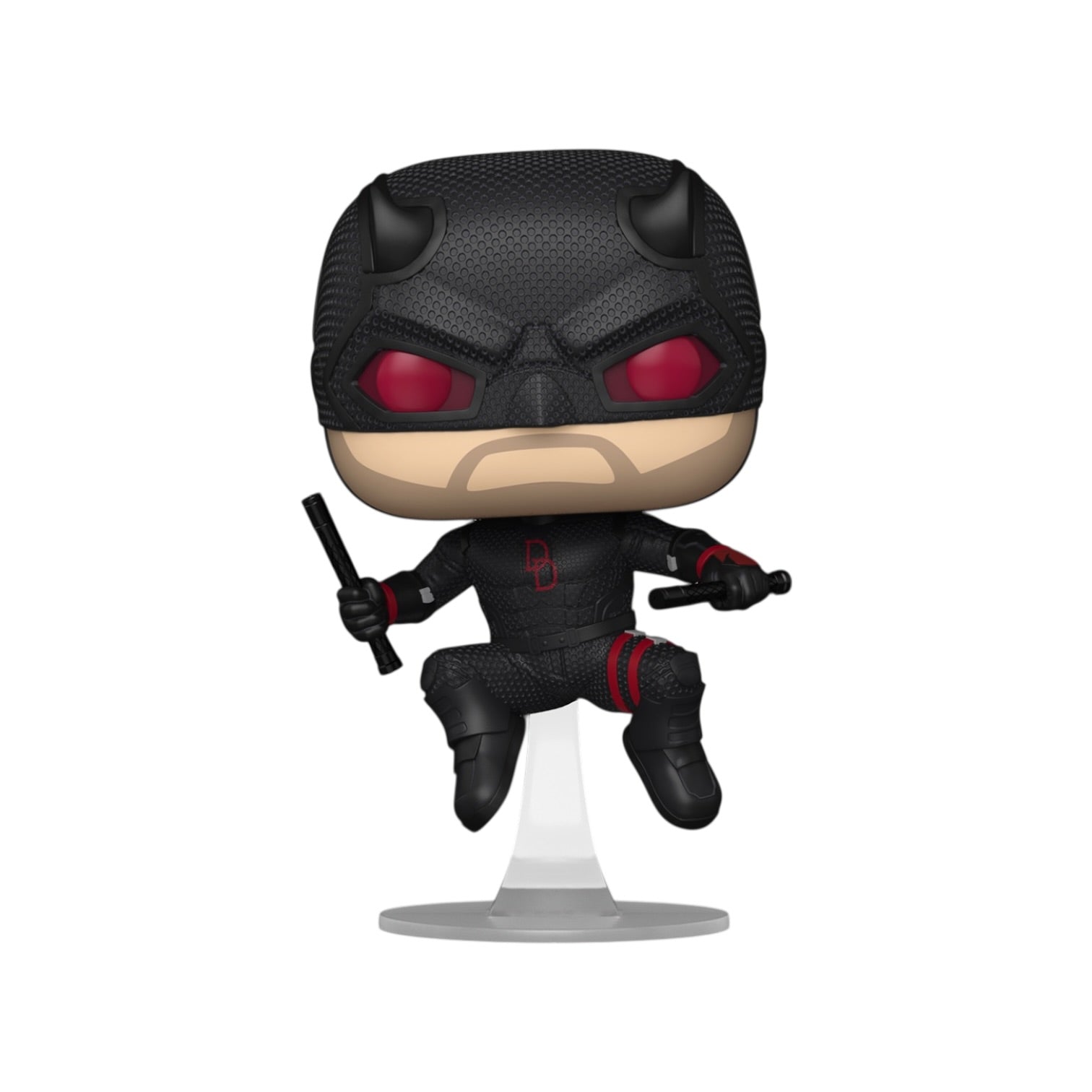 Daredevil 1578 Funko Pop in a black suit and red on a white background