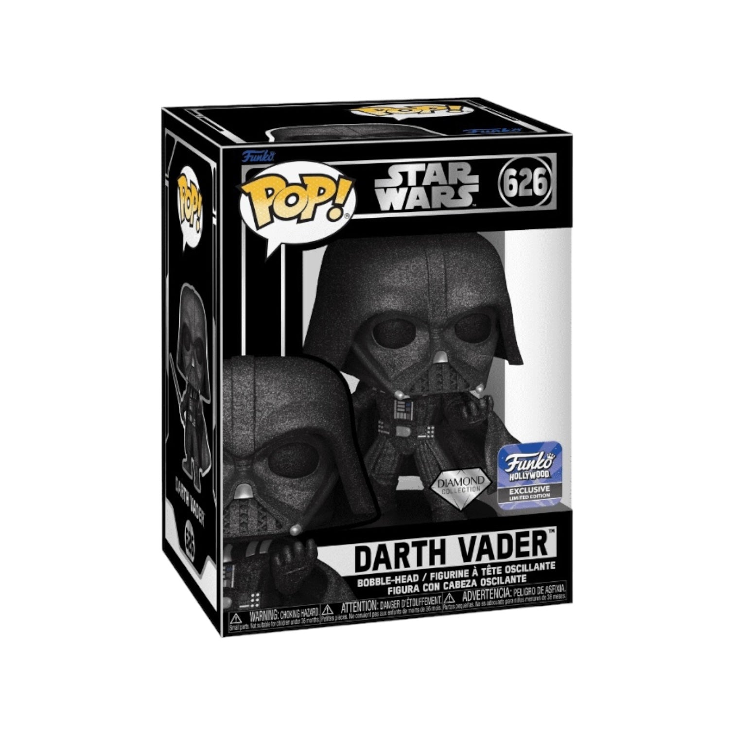 Funko Pop! Darth Vader #626 from the Diamond Collection, a Hollywood exclusive, showcasing the iconic Star Wars character.