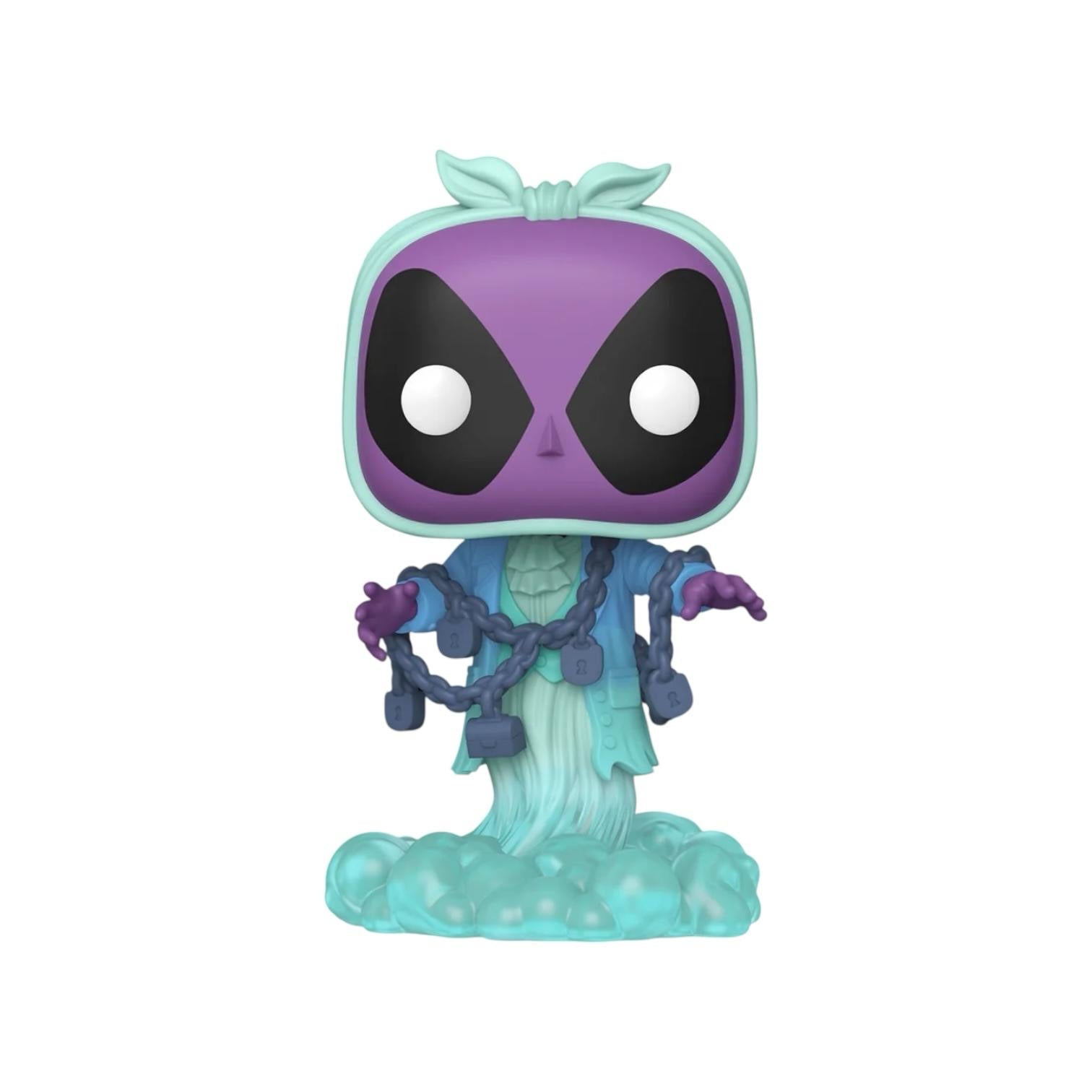 Deadpool as Jacob Marley wrapped in chains