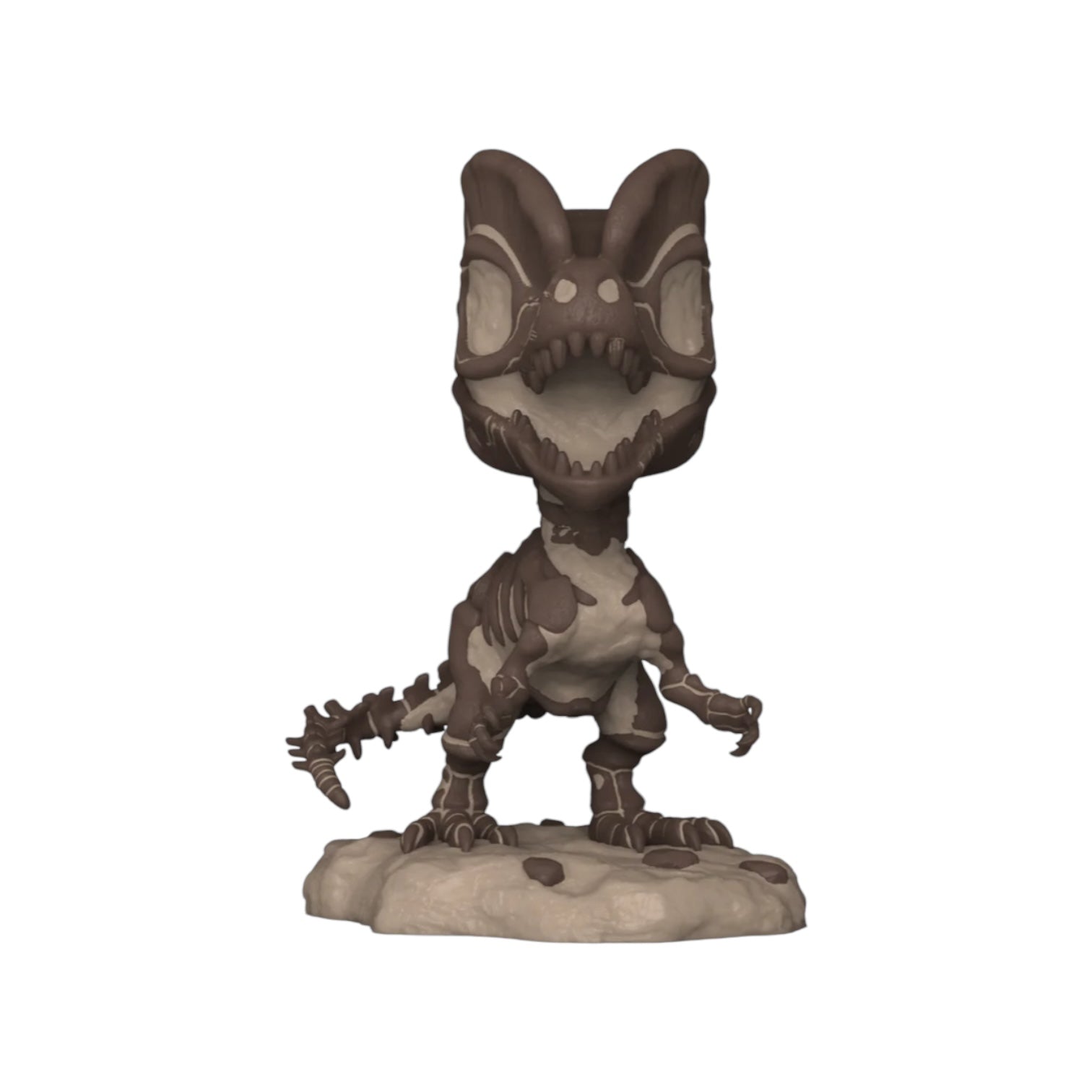 Funko Pop vinyl figure of a dinosaur skeleton with a big head, showcasing its unique fossil design.