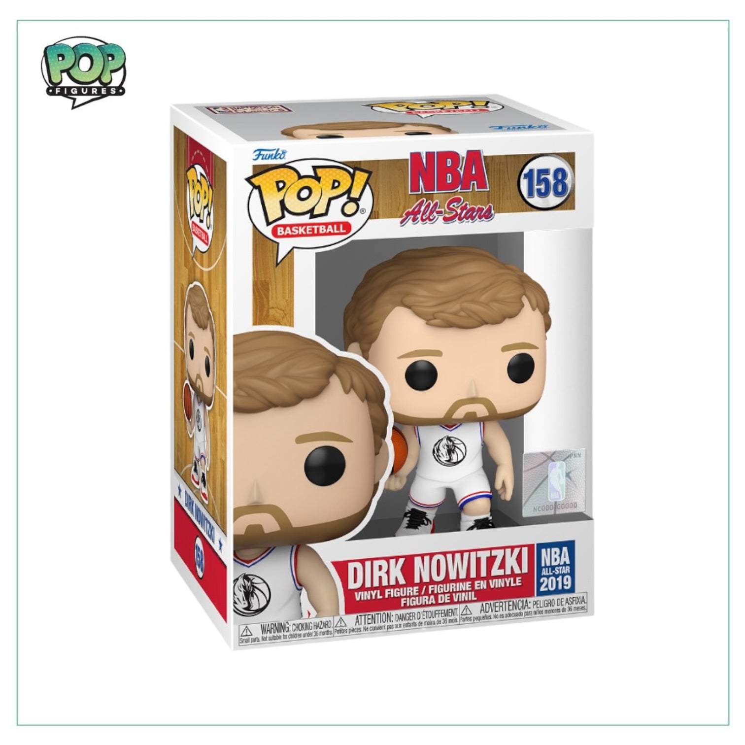 Dirk Nowitzki Funko Pop! #158, showcasing the NBA All Stars with a fun and collectible design for basketball fans.