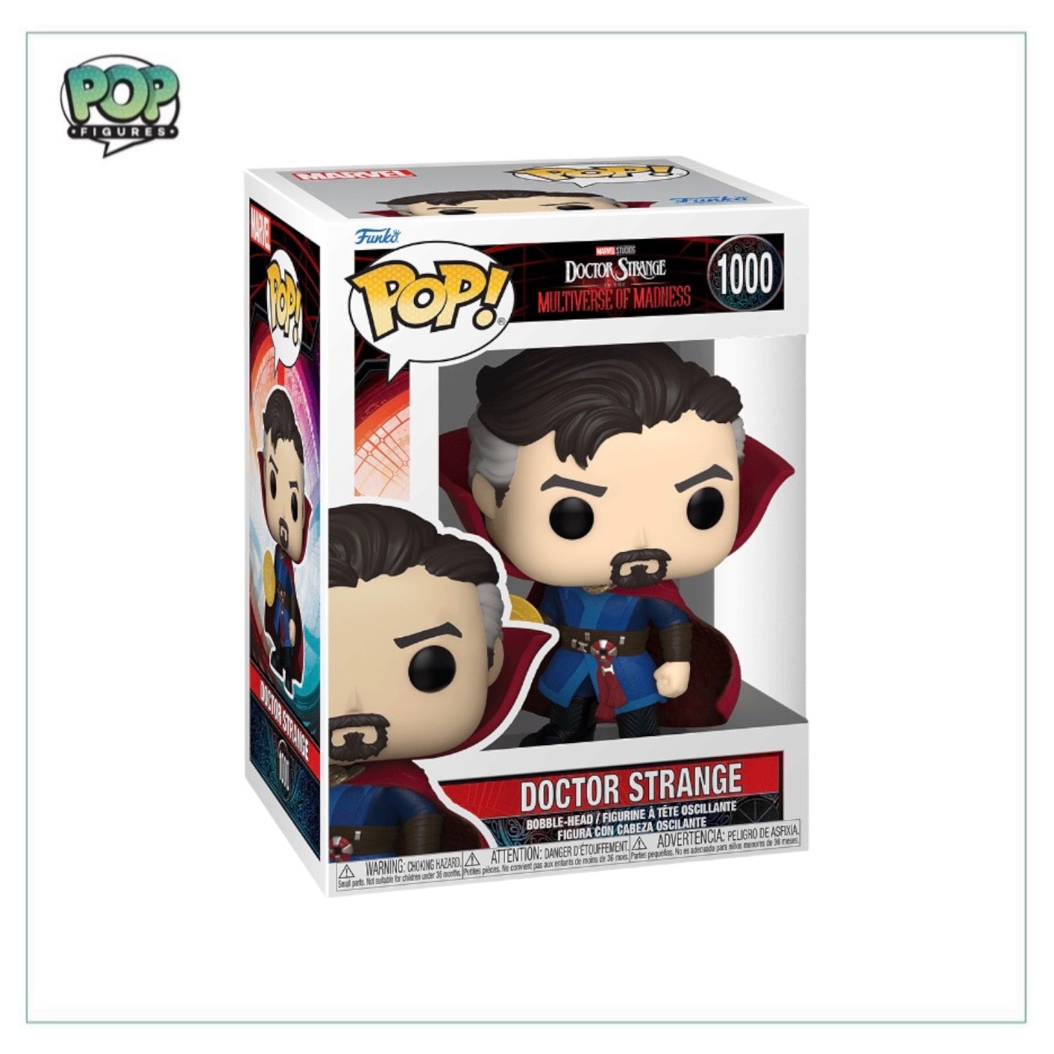 Funko Pop! of Doctor Strange from the Multiverse of Madness, featuring his iconic costume and mystical accessories.