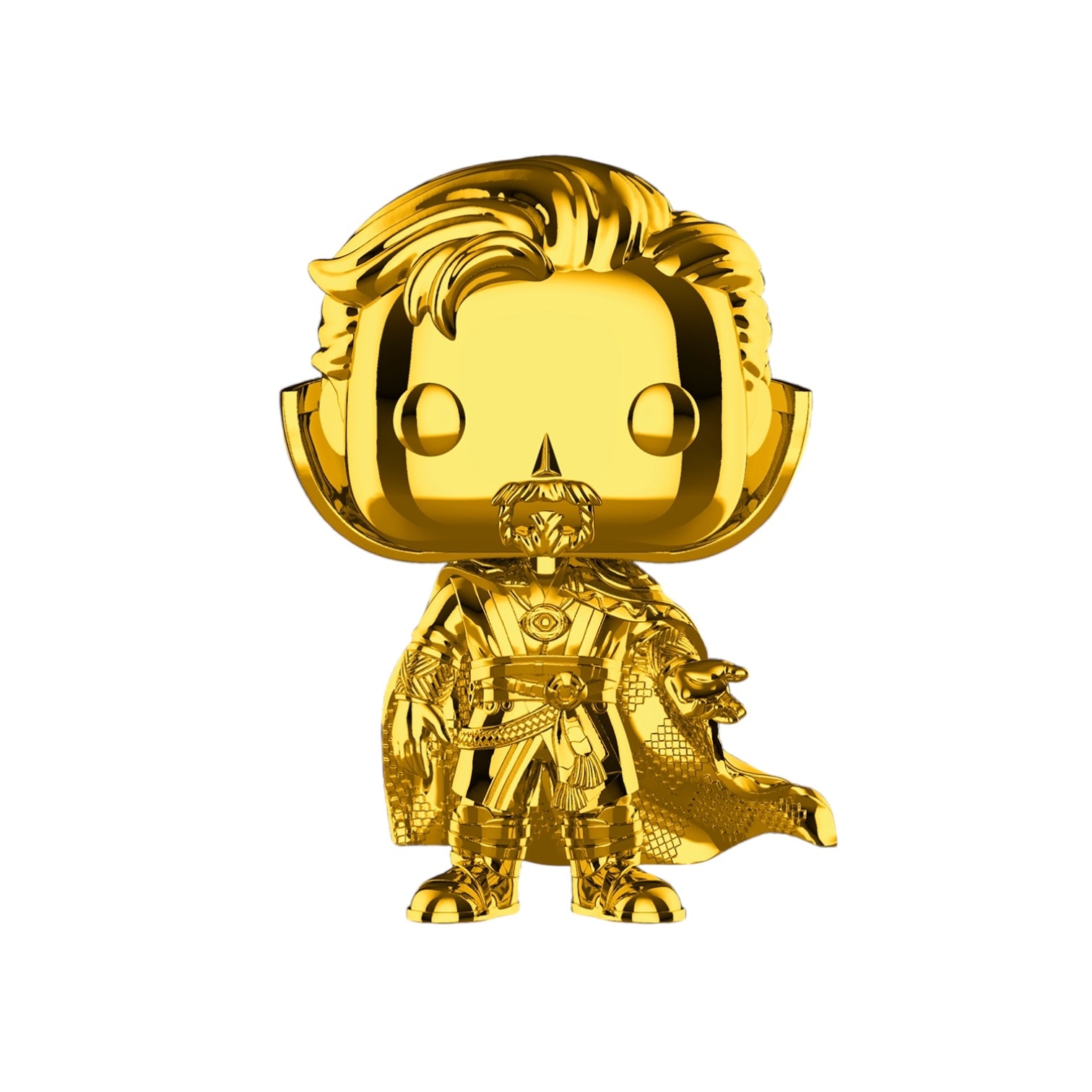 Doctor Strange Gold Chrome Funko out of box.