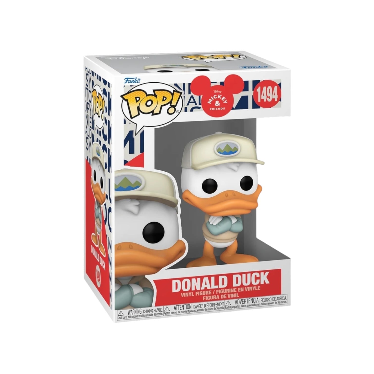 Funko Pop! figure of Donald Duck #1494 from Mickey and Friends, featuring his classic sailor outfit and cheerful expression.