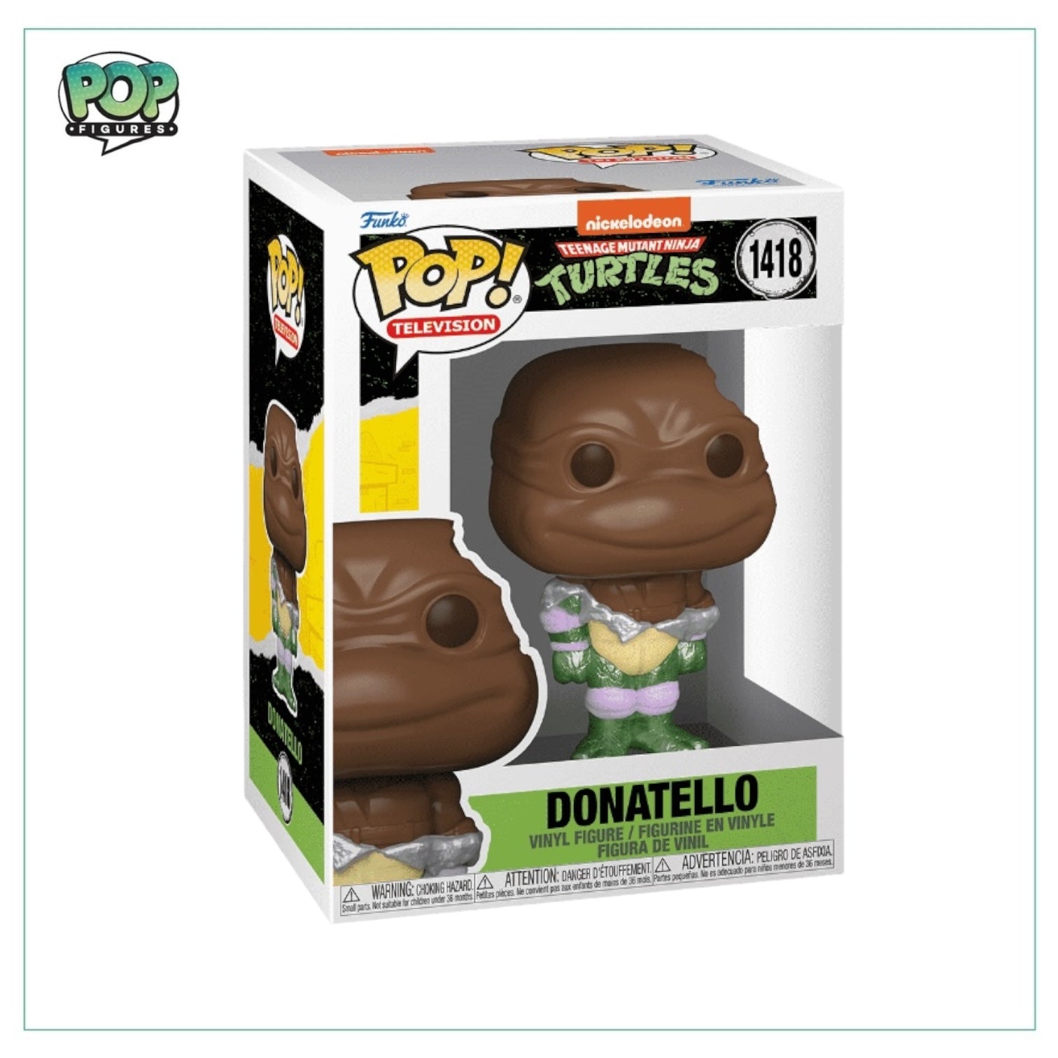 Donatello #1418 Funko Pop! from Teenage Mutant Ninja Turtles, showcasing the beloved turtle in a collectible design.