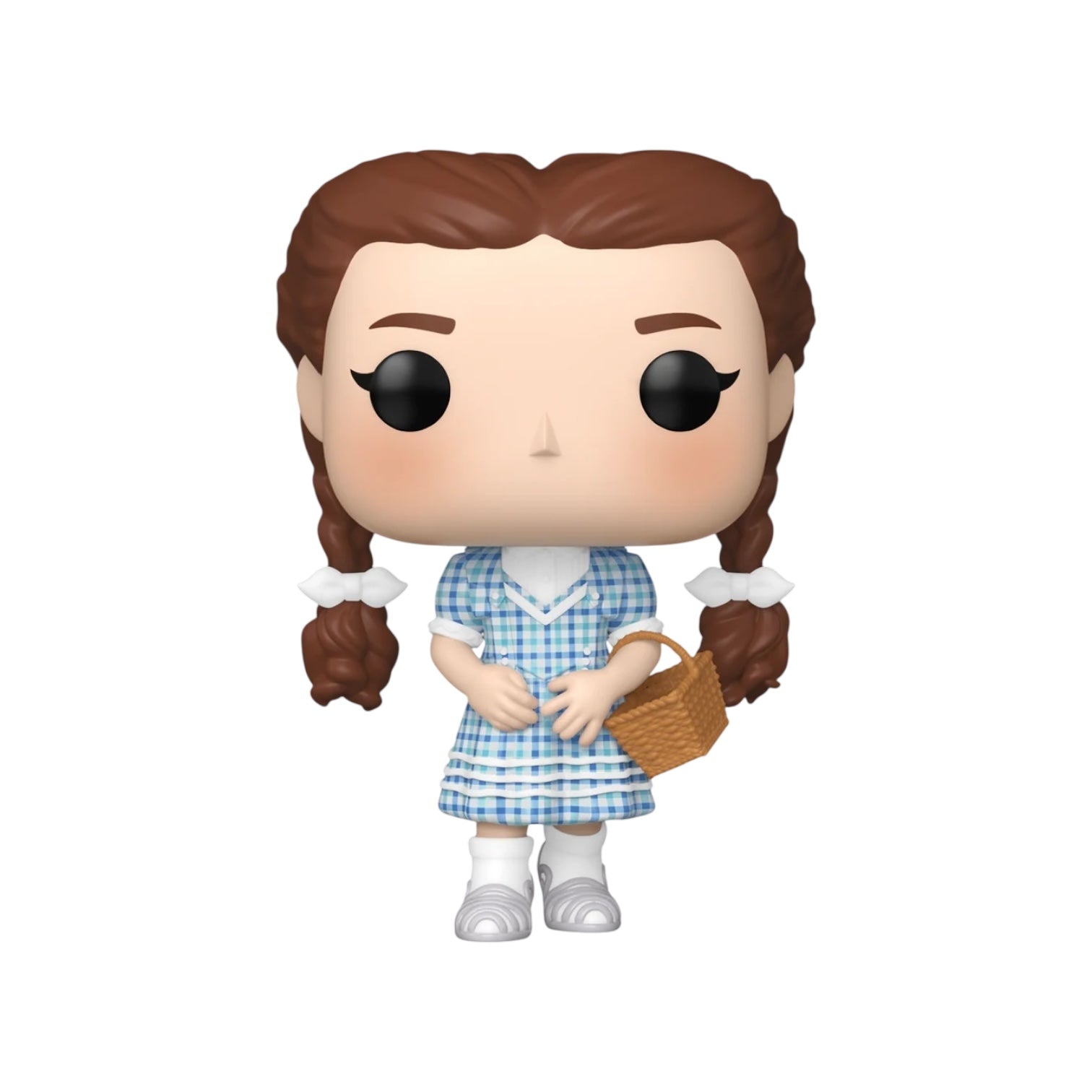 Funko Pop! vinyl figure of a character in a checkered dress holding a basket on a white background