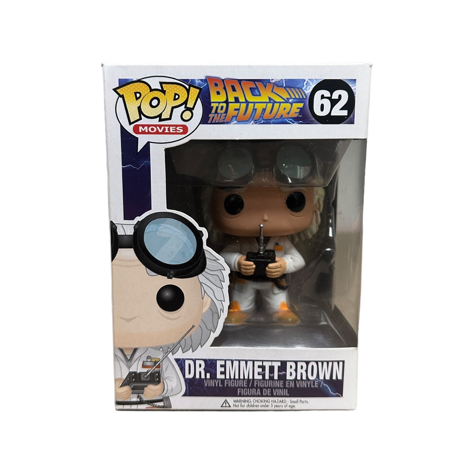 Dr. Emmett Brown #62 Funko Pop! from Back to the Future, 2013 release, rated 8/10, featuring a beloved time-traveling icon.