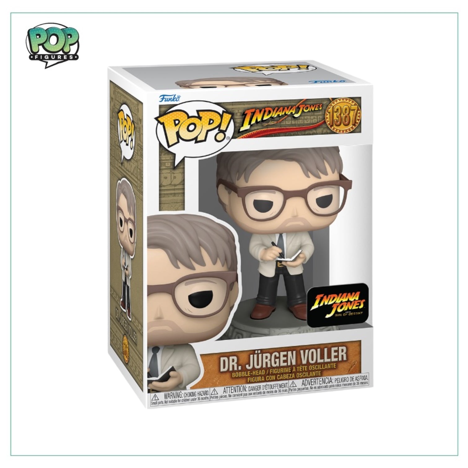 Funko Pop! figure of Dr. Jurgen Voller from Indiana Jones and the Dial of Destiny, showcasing his unique character design.