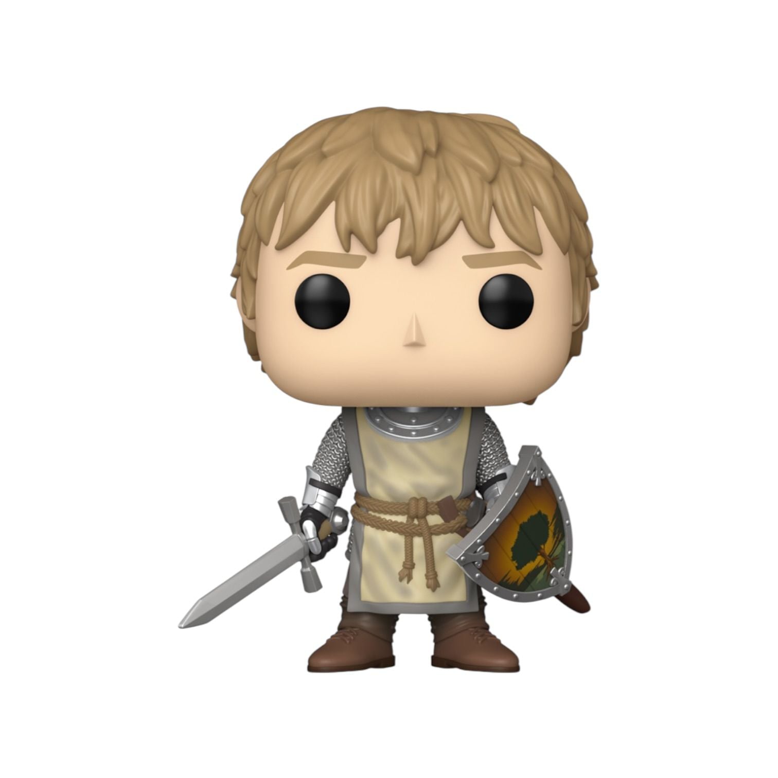 Funko Pop! vinyl figure of a character in armor with a sword and shield on a white background