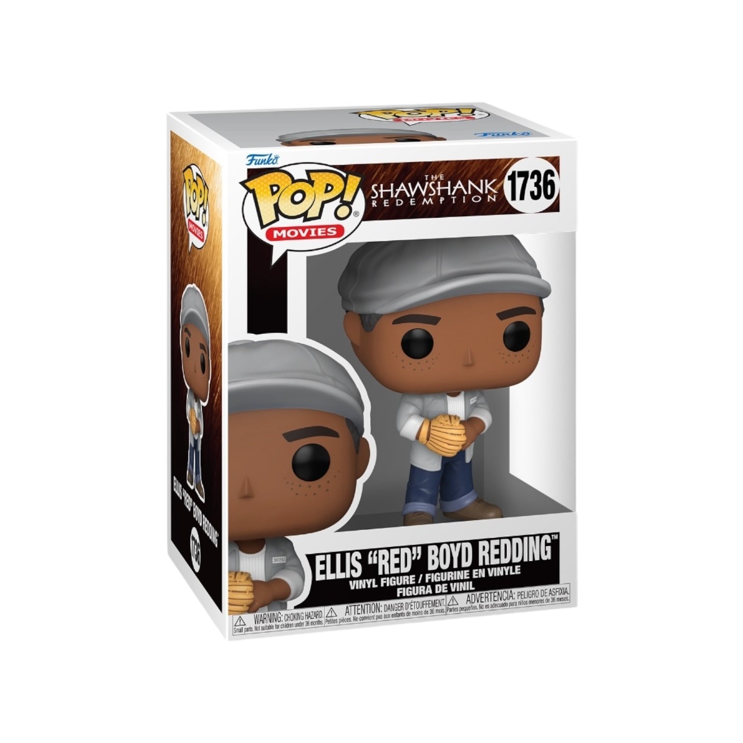 Ellis Wearing grey hat open grey shirt over a white top with blue jeans, holding a baseball glove on his right hand. Displayed in his external packaging