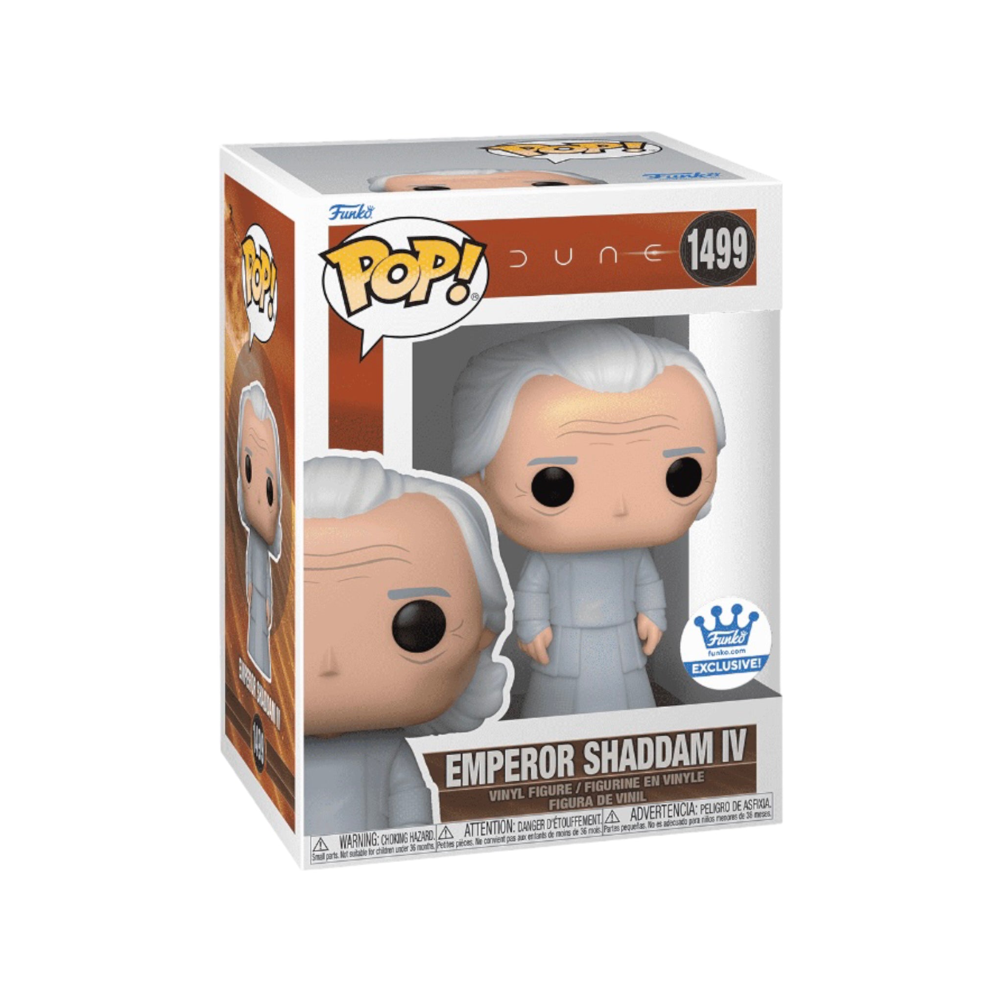 Funko Pop! of Emperor Shaddam IV from Dune: Part 2, exclusive to Funko Shop, featuring detailed design and vibrant colors.