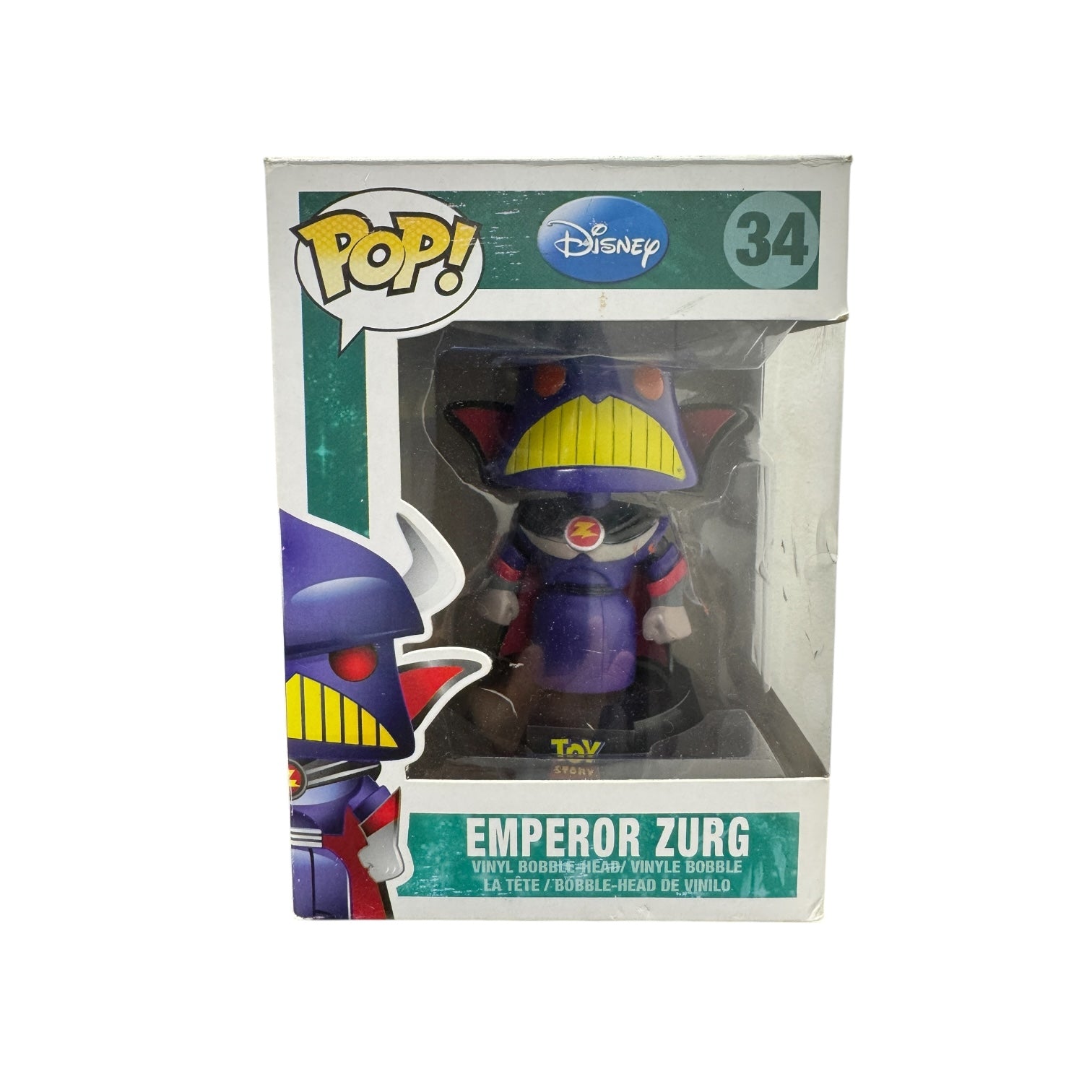 Emperor Zurg Toy Story Funko Pop! Condition 6/10 Signs of damage to the box and dents and dinks to the window.