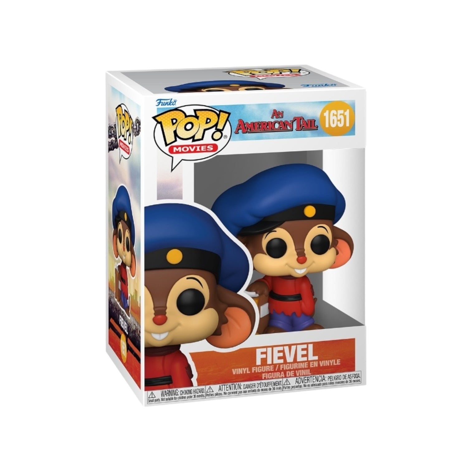 Fievel #1651 Funko Pop! collectible from An American Tail, showcasing the iconic character with a playful expression.