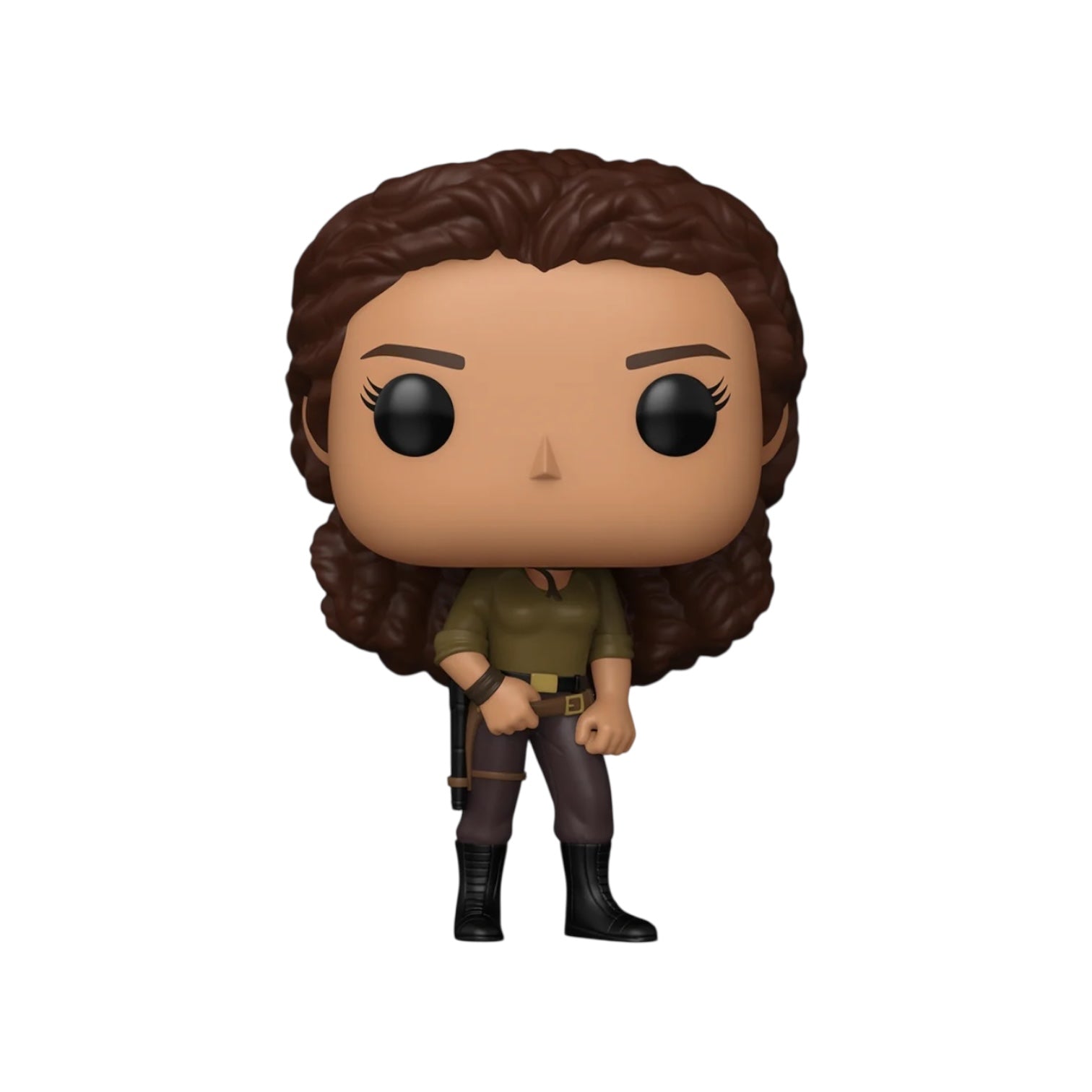 Funko Pop! vinyl figure of a character with brown hair and green outfit on a white background