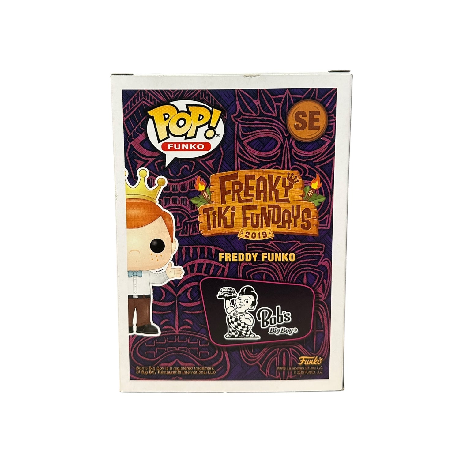 Funko Pop! vinyl figure packaging with 'Freaky Tiki Funday' and Freddy Funko branding.