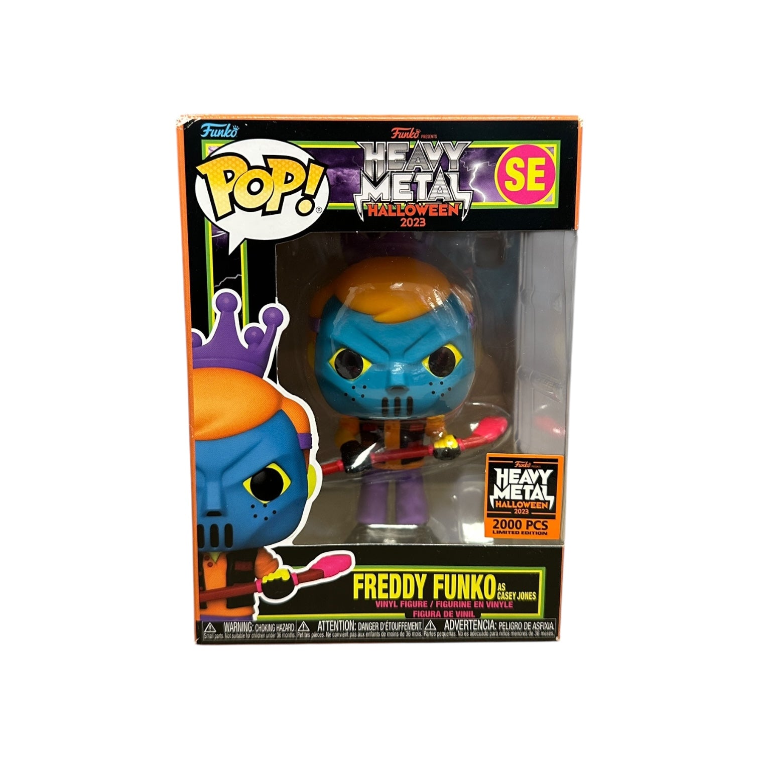Funko Pop! vinyl of Freddy Funko as Casey Jones Blacklight