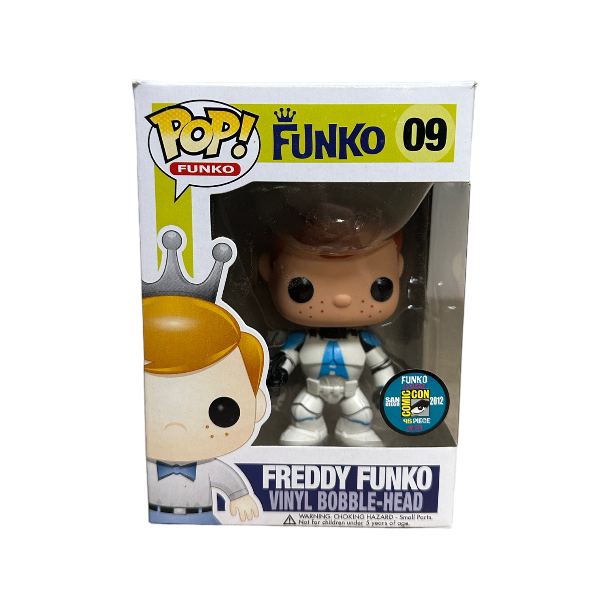 Freddy Funko as Clone Trooper #09, a limited SDCC 2012 Exclusive Funko Pop! in excellent condition, rated 8.75 out of 10.