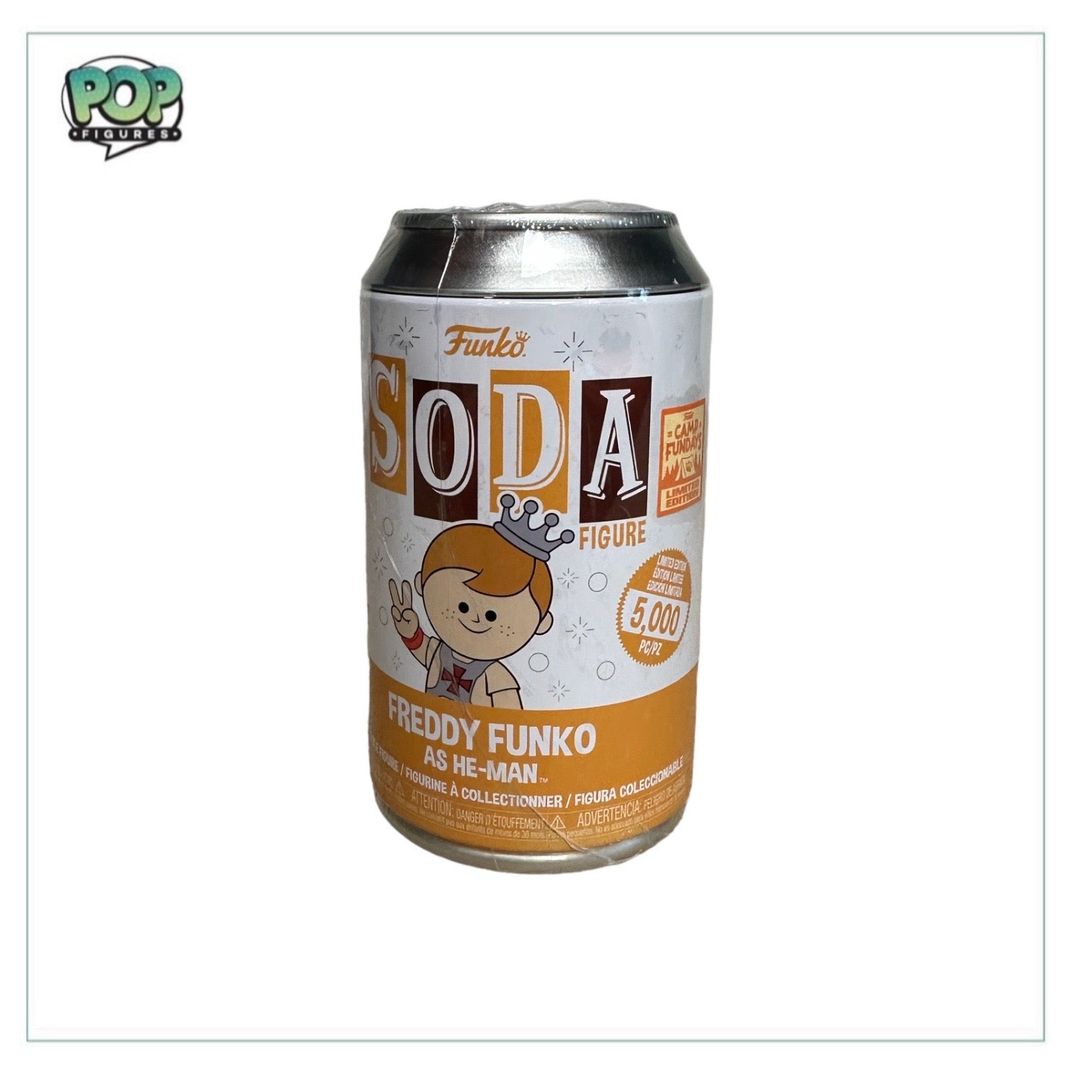 Limited edition Freddy Funko as He-Man Funko Soda Vinyl Figure, sealed, from Camp Fundays 2023, only 5000 pieces available.