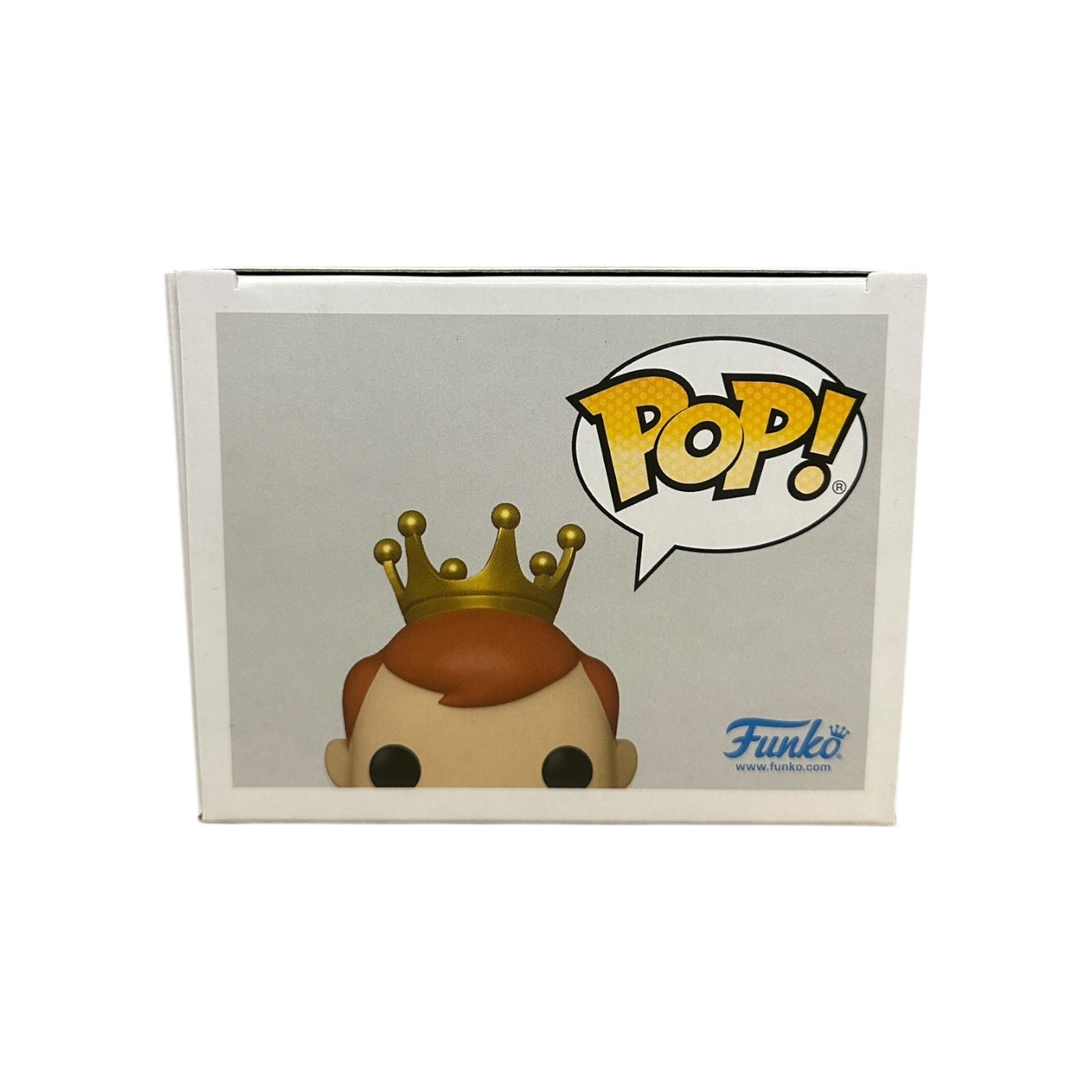 Funko Pop! vinyl figure packaging with a speech bubble and crown on a white background
