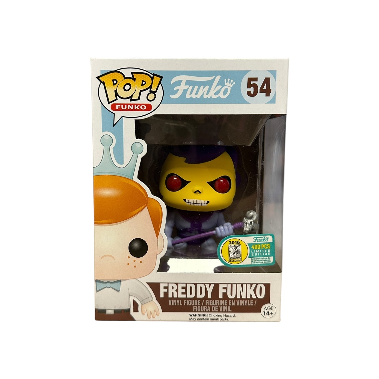 Funko Pop! vinyl figure packaging with Freddy Funko Skeletor and Funko branding.
