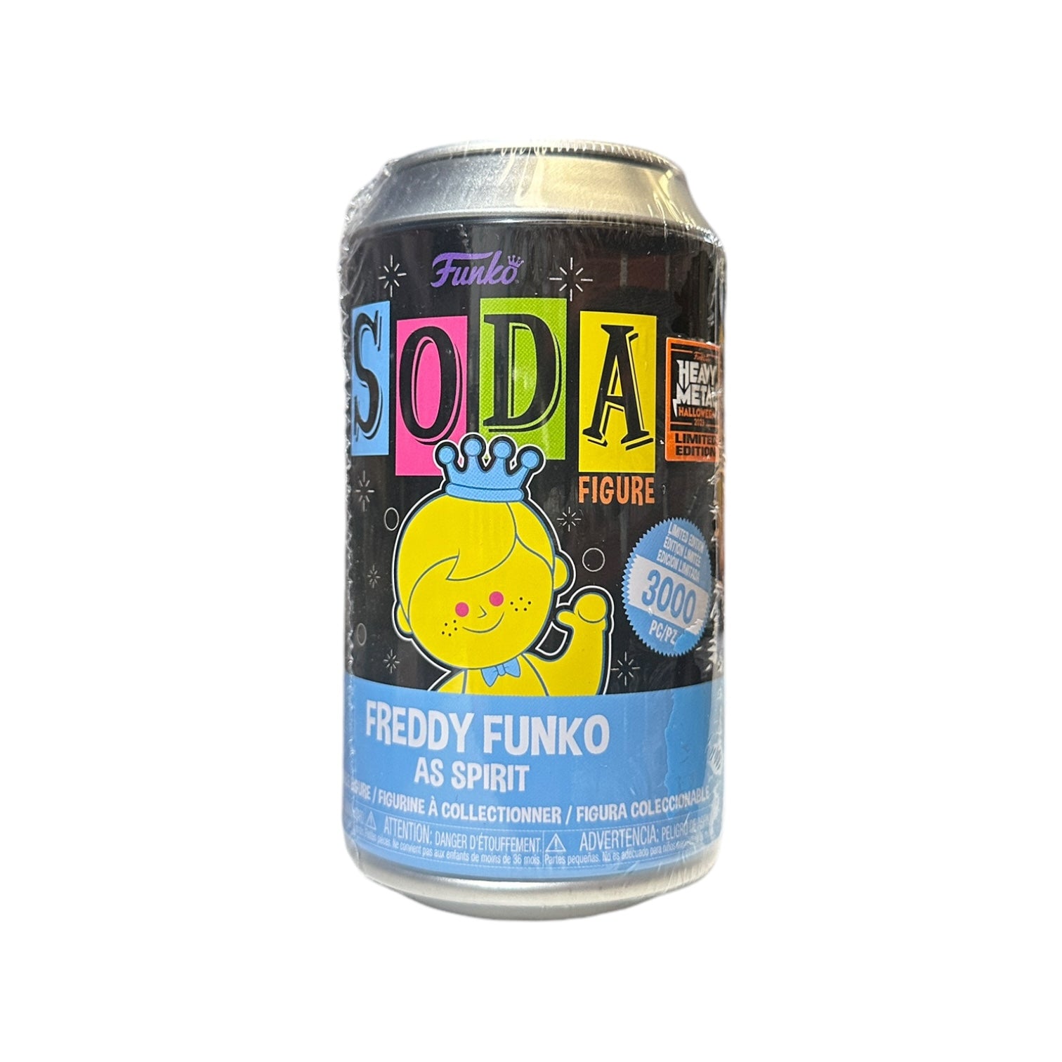 Freddy Funko as Spirit in blacklight design, a limited edition Halloween 2023 Funko Soda figure, exclusive to 3000 pieces.