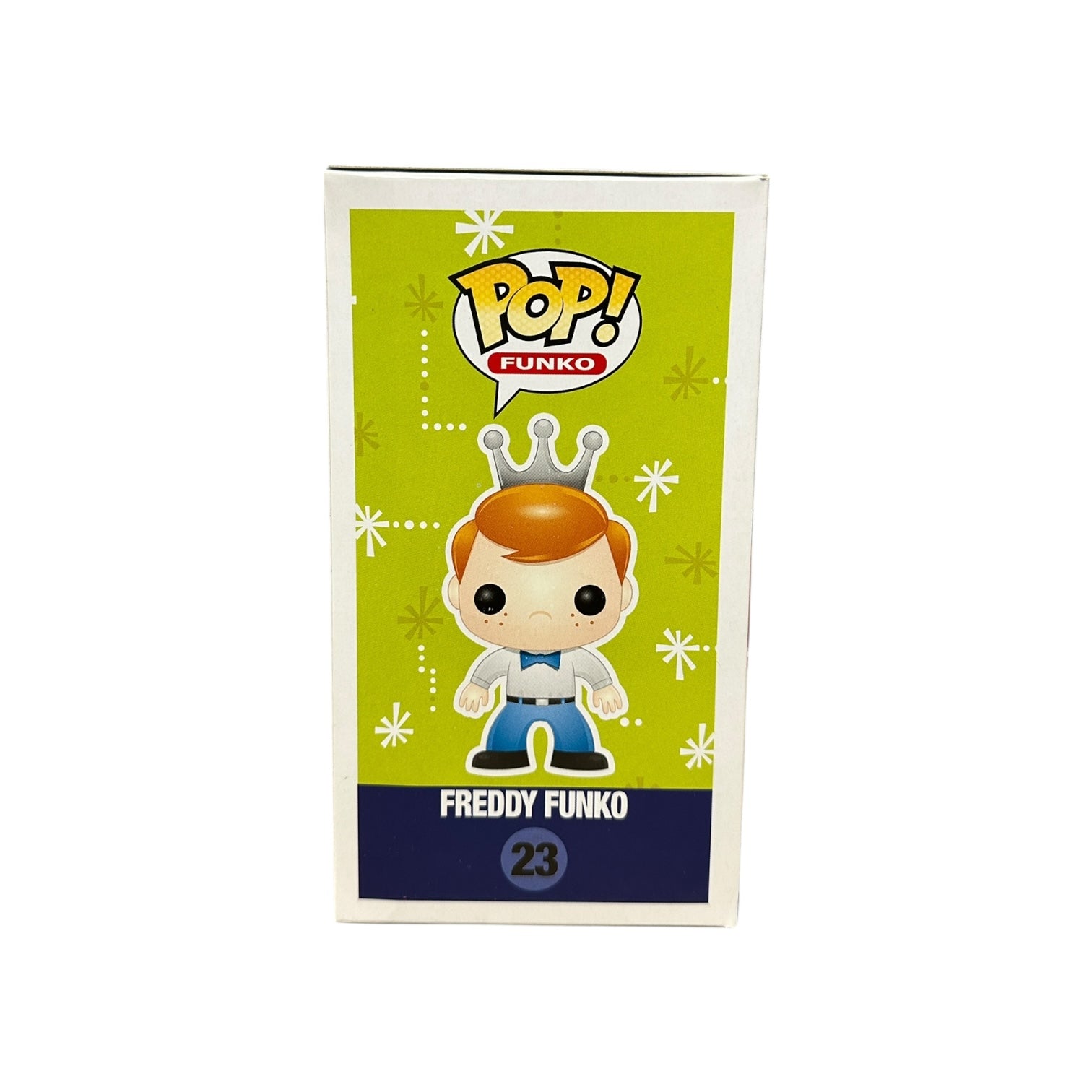 Funko Pop! vinyl figure packaging with character illustration on a green background