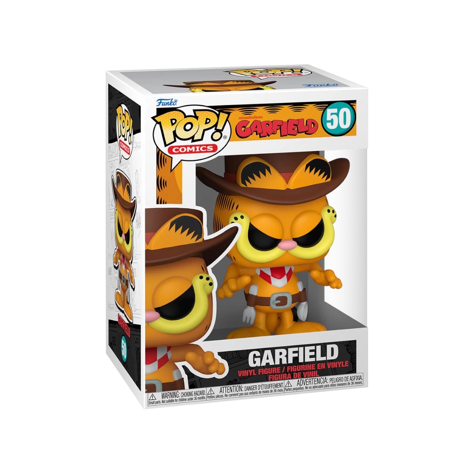 Funko Pop! vinyl figure of Garfield in a cowboy costume with packaging