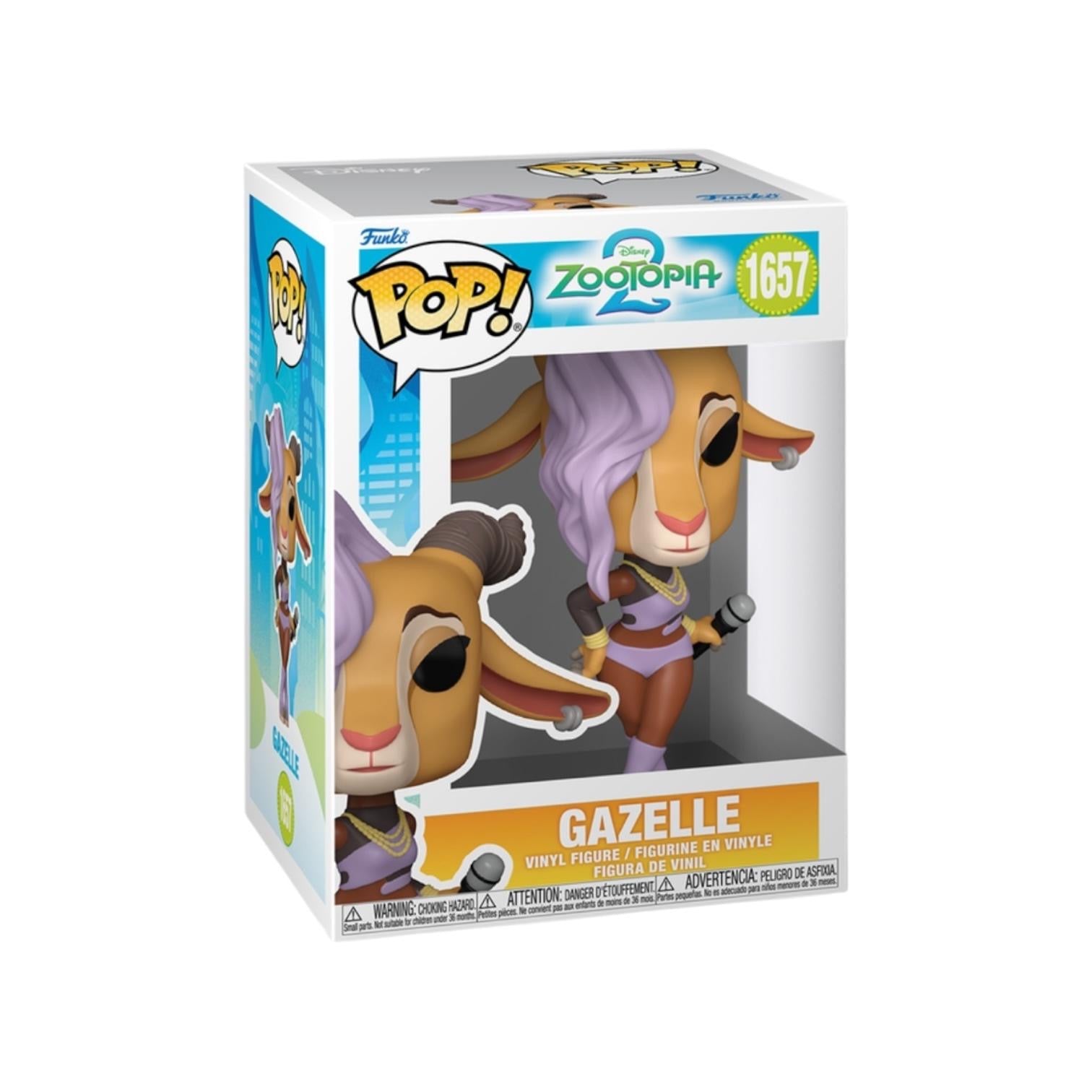 Funko Pop! Gazelle figure packaging from Zootopia on a white background
