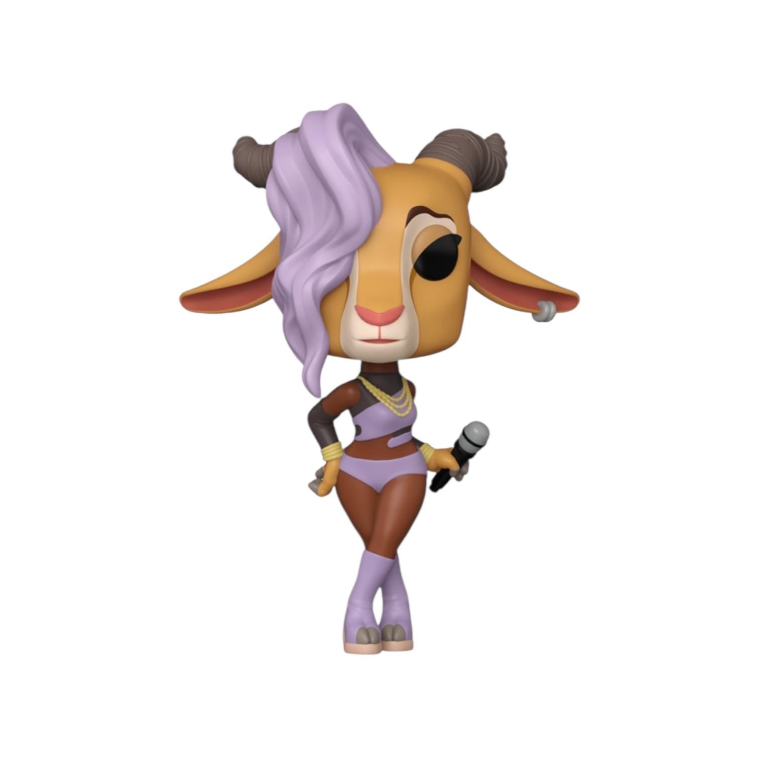 Animated character figurine with purple hair and outfit on a white background