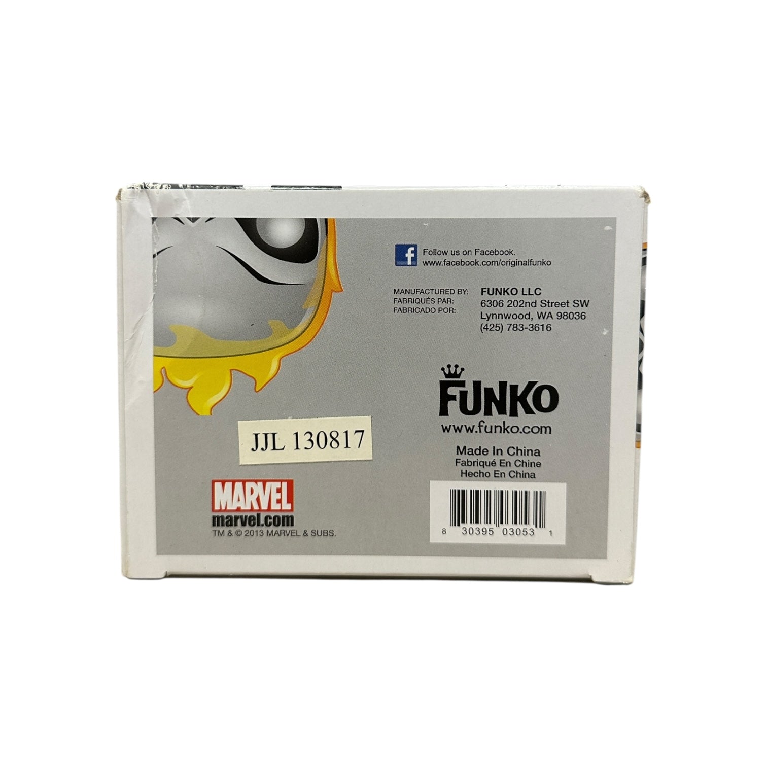 Funko packaging with Marvel logo on a white background