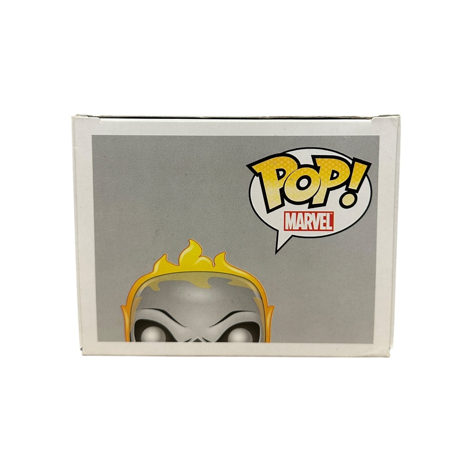 Marvel Pop! vinyl figure packaging with character design on a white background