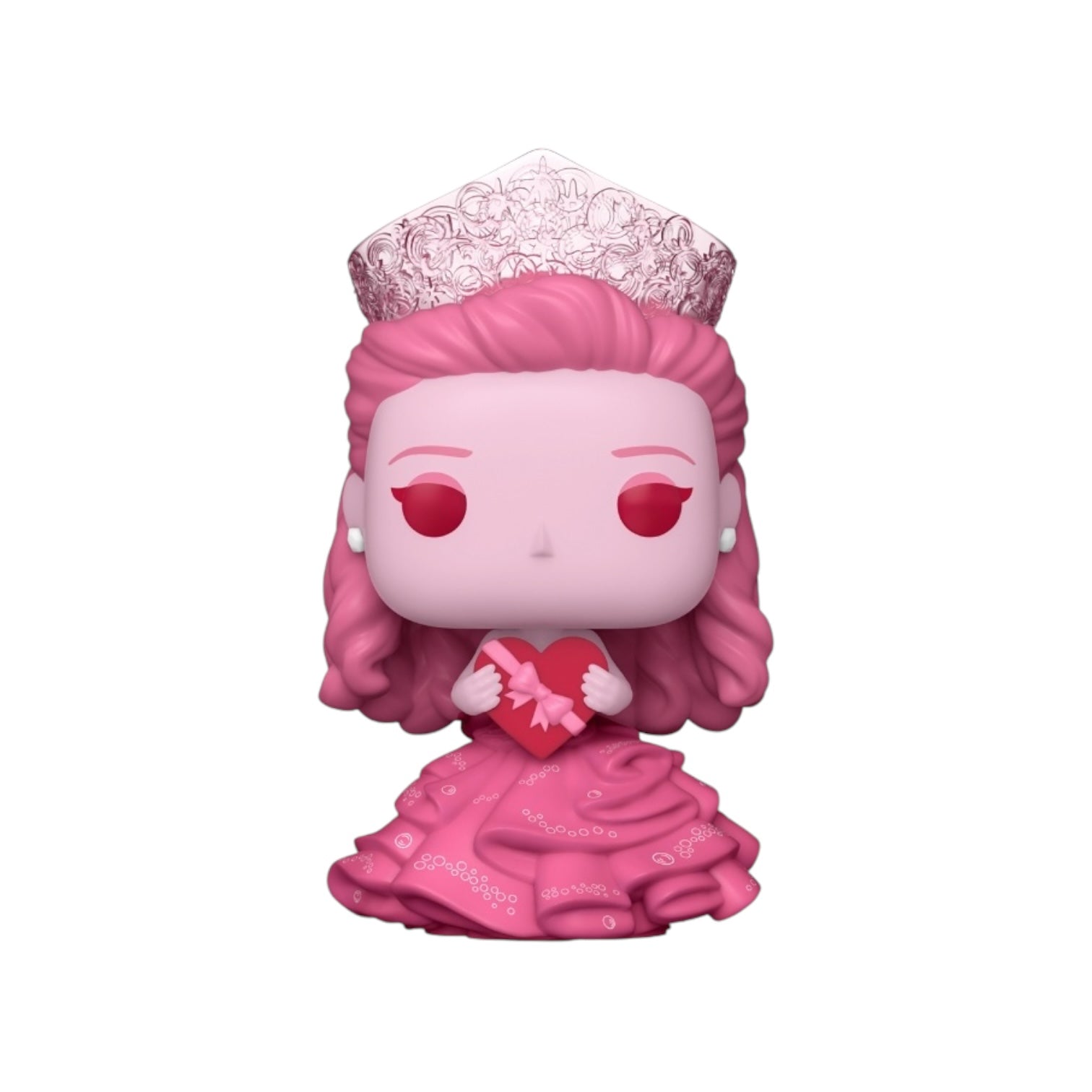 A all pink version of Glinda holding an all pink chocolate box, not in external packaging