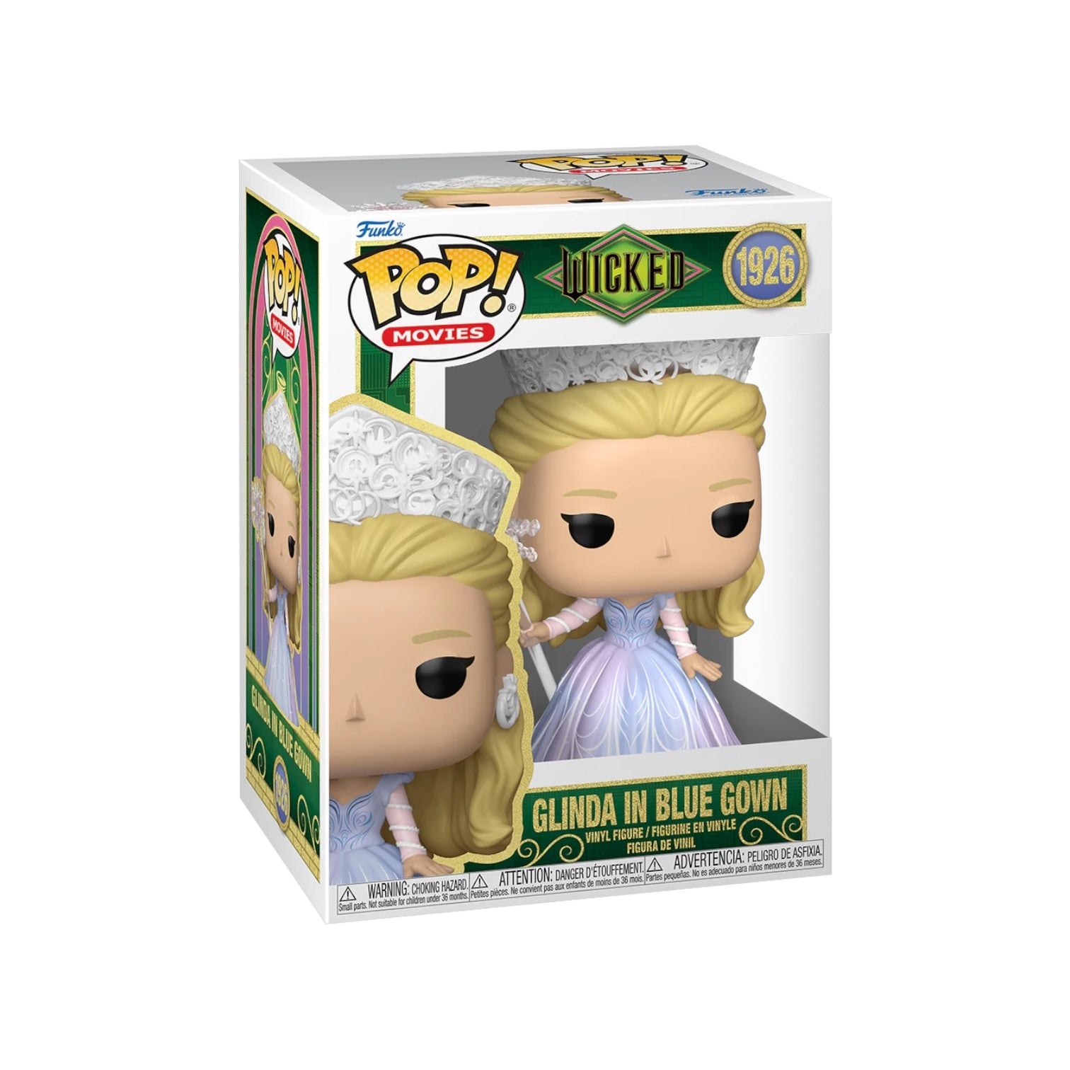Funko Pop! vinyl figure of a character in a blue gown with packaging on a white background