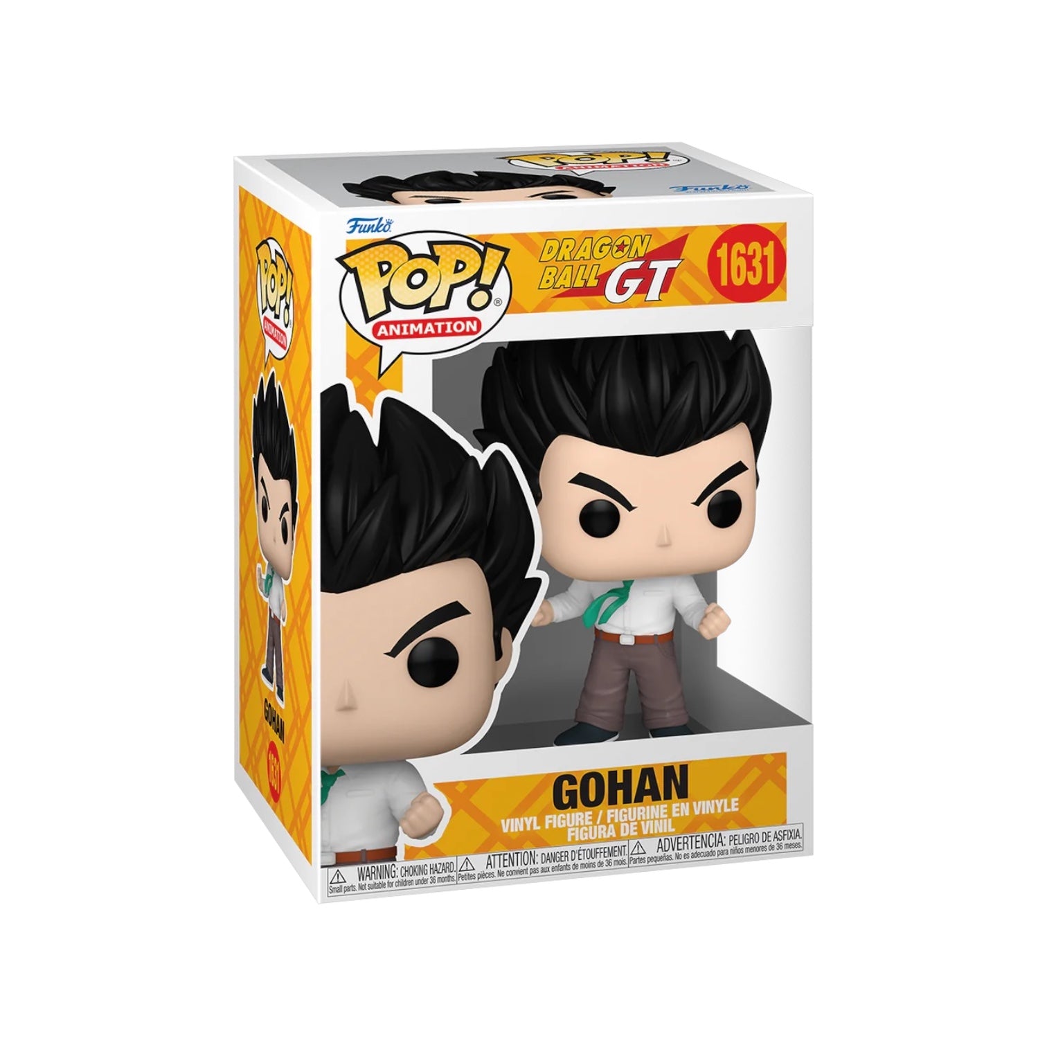 Gohan Funko Pop! figure from Dragon Ball GT, featuring him in his iconic outfit with a determined expression.
