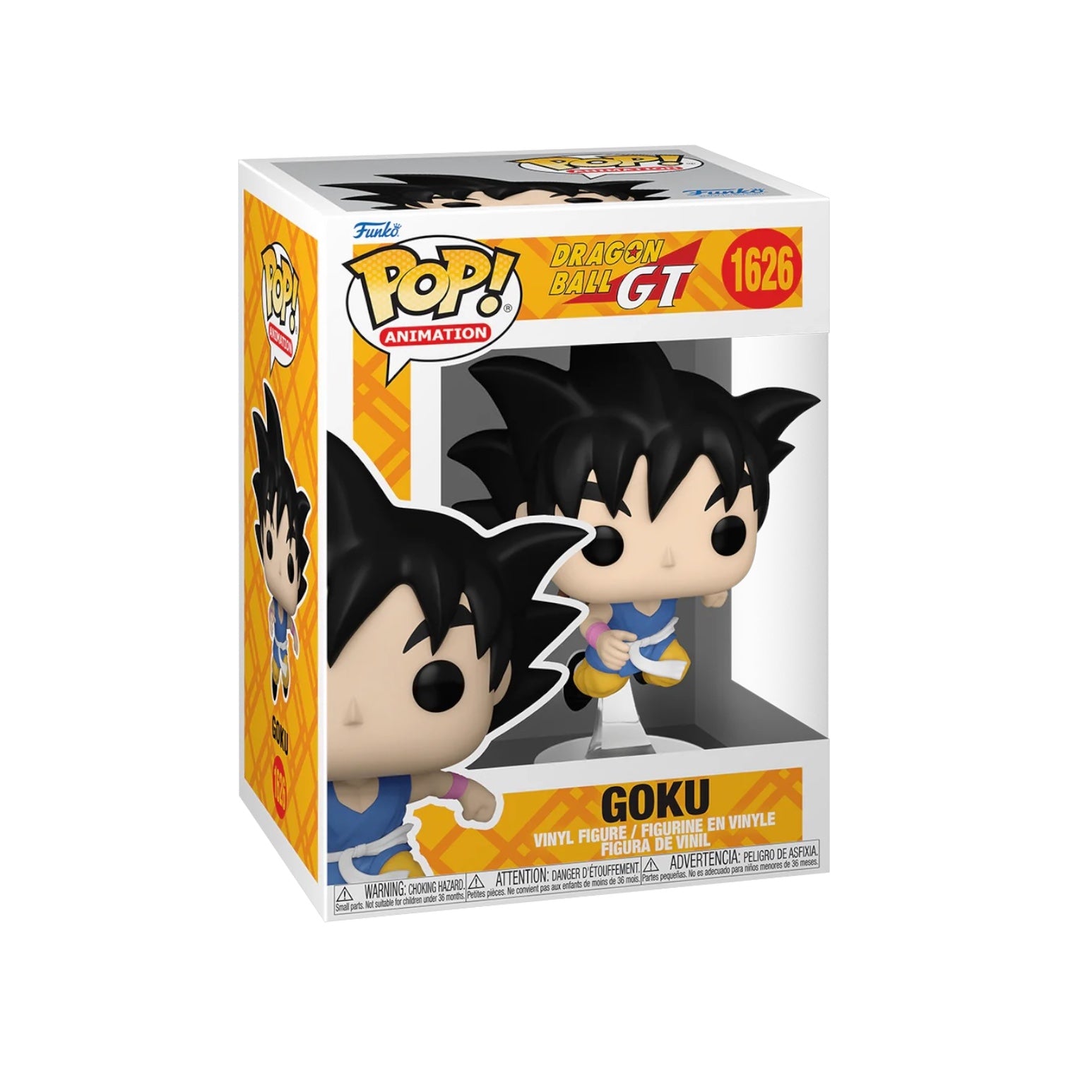 Goku #1626 Funko Pop! figure from Dragon Ball GT, featuring Goku in his signature orange gi and spiky hair.