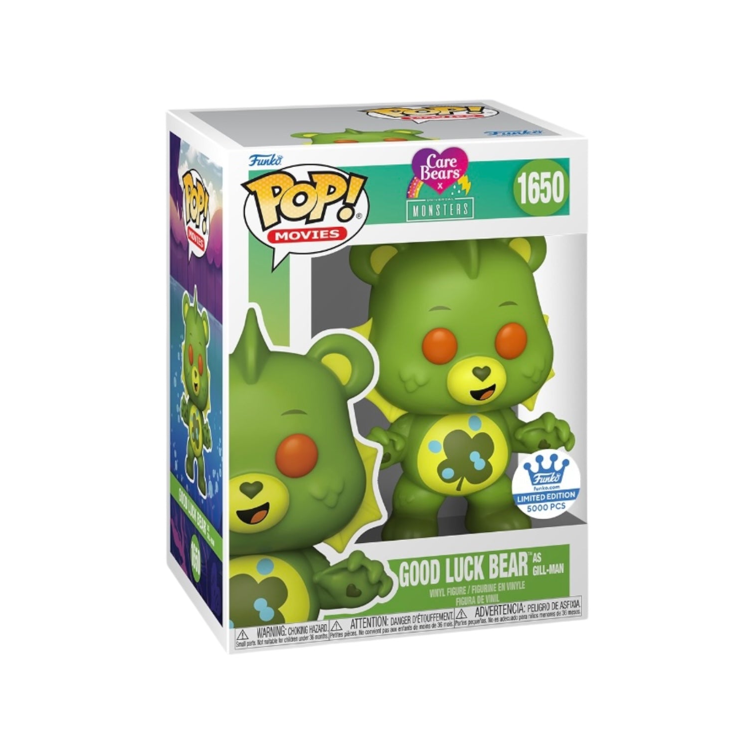 Good Luck Bear as Gill-Man Funko Pop! from Care Bears x Universal Monsters, exclusive with only 5000 pieces available.