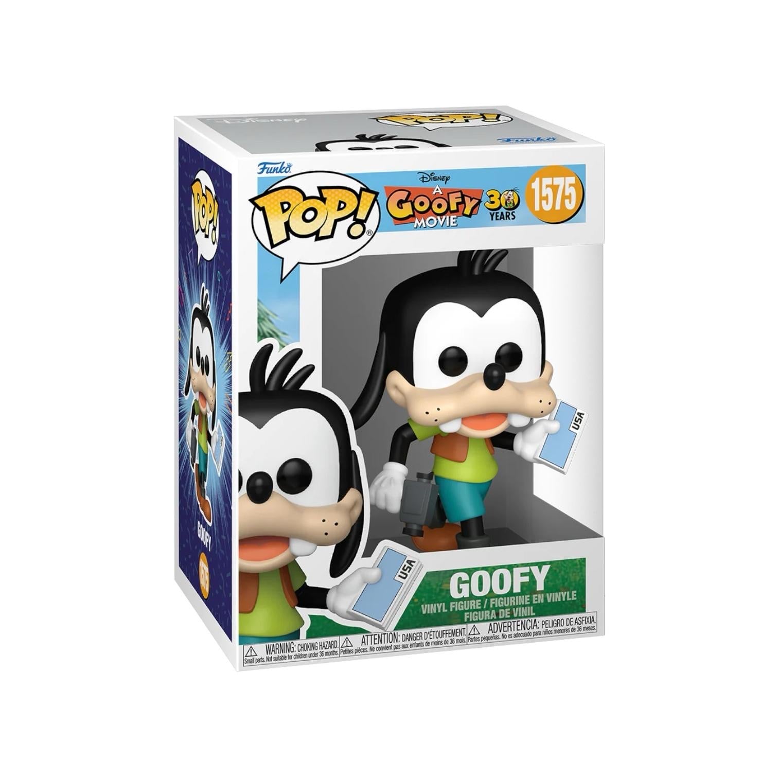 Goofy 1575 funko pop, goofy in a green tshirt and orange waist jacket and blue shorts
