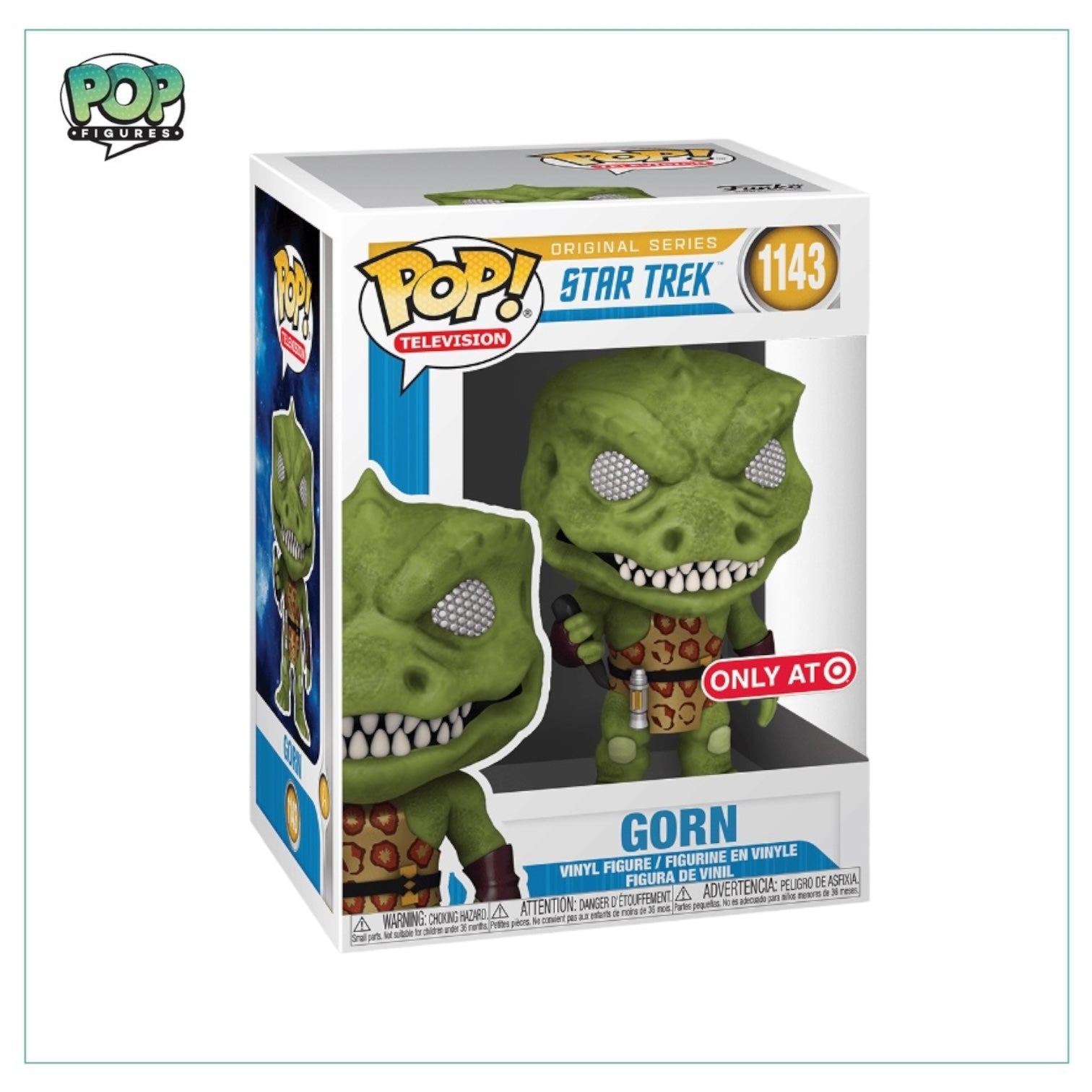 Gorn #1143 Funko Pop! from Star Trek Original Series, a Target exclusive, showcasing a cool reptile-like alien figure.