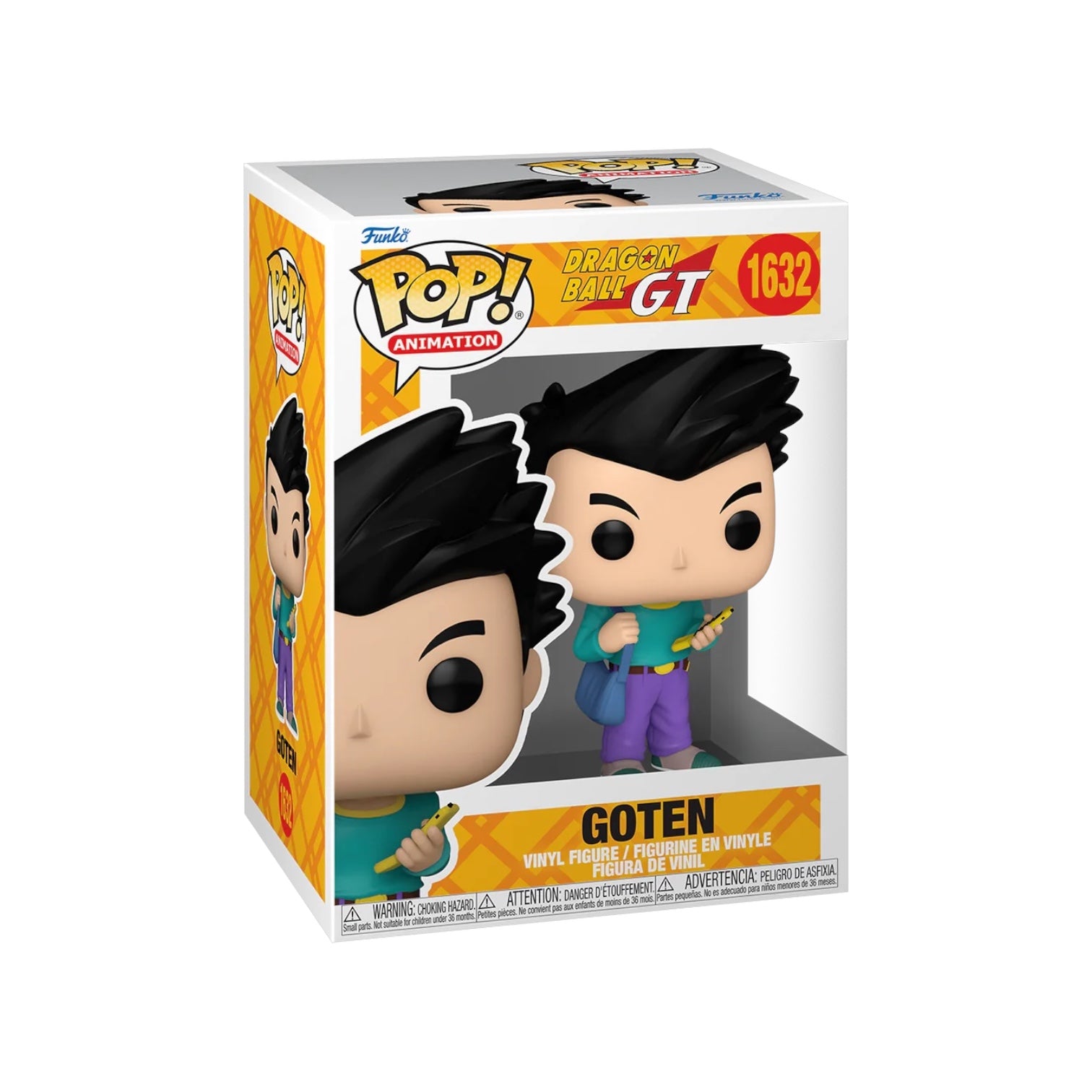 Goten #1632 Funko Pop! figure from Dragon Ball GT, featuring the character in a dynamic pose with a cheerful expression.