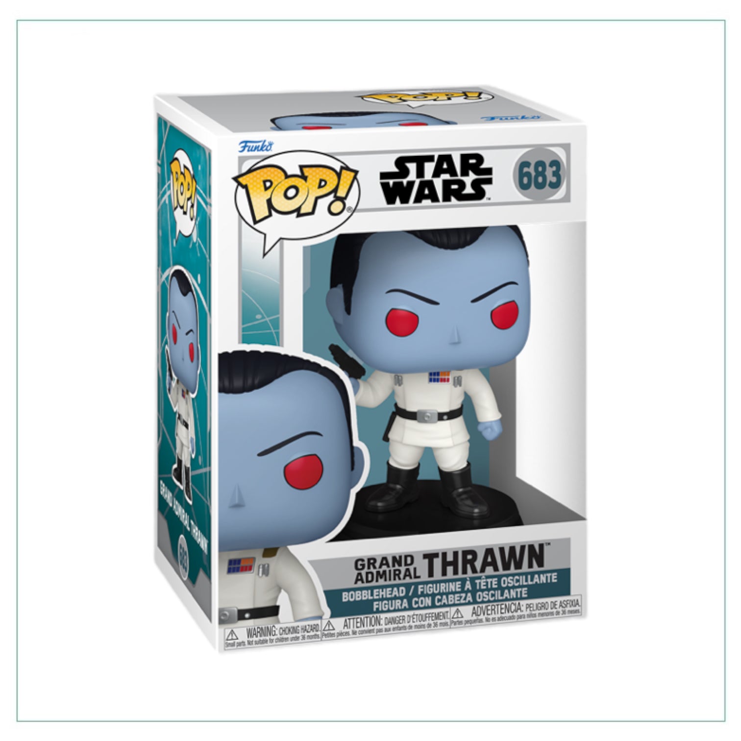 Take your collection to the next level with the Grand Admiral Thrawn #683 Funko Pop! Ahsoka. Boldly display this rare and highly detailed figure, representing the fearless and strategic brilliance of Grand Admiral Thrawn. Don't miss out on this must-have addition to your Funko Pop! collection!