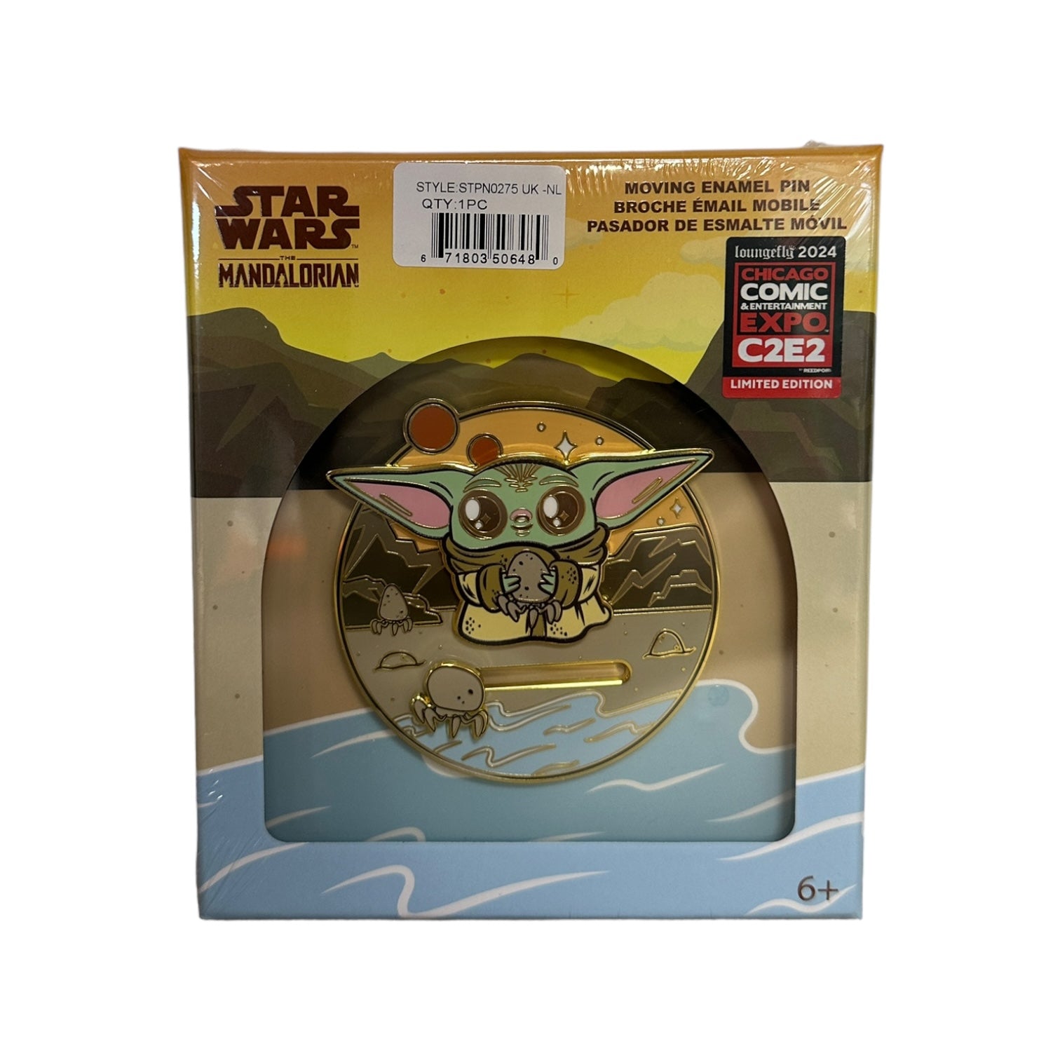 Enamel pin featuring Grogu from Star Wars: The Mandalorian, exclusive for C2E2 2024, limited to 700 pieces.